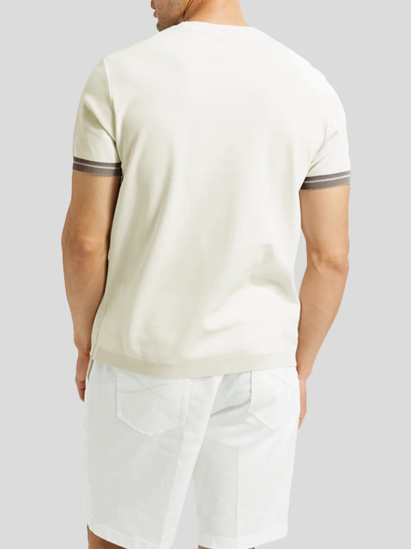 CoolKnit Color Blocked Cuffs Short Sleeve Knitted T-Shirt - Image 6