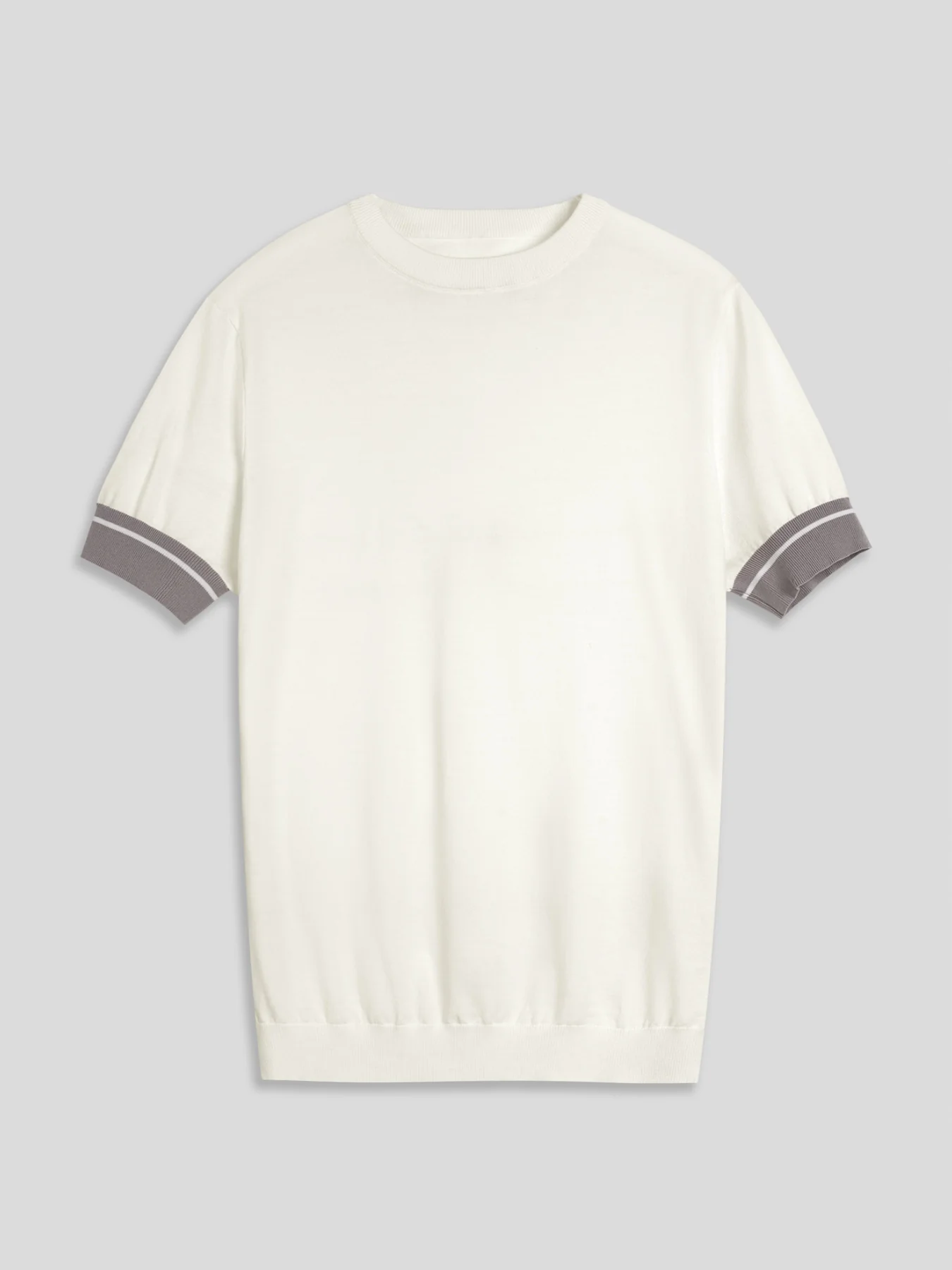 CoolKnit Color Blocked Cuffs Short Sleeve Knitted T-Shirt - Image 7