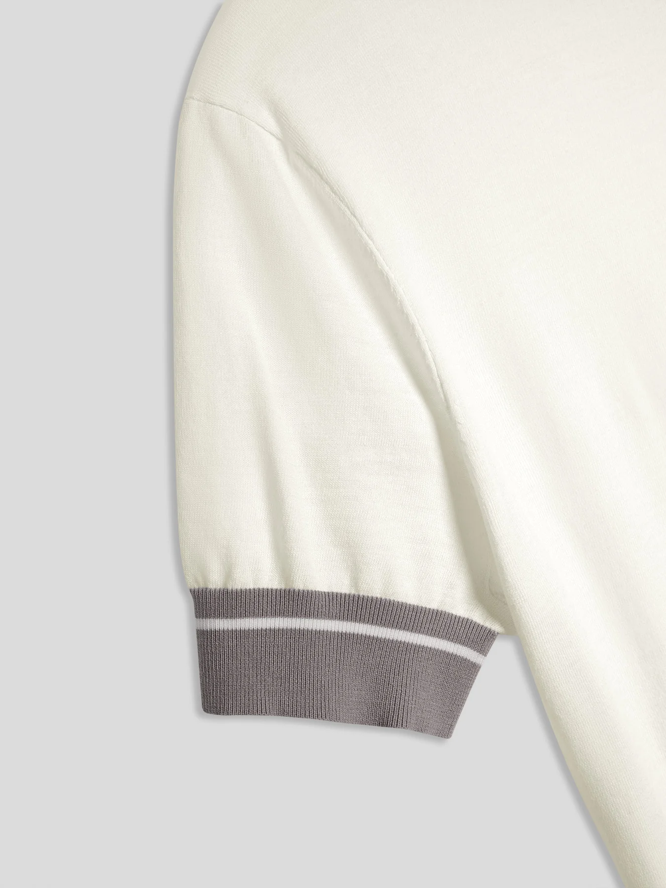 CoolKnit Color Blocked Cuffs Short Sleeve Knitted T-Shirt - Image 9