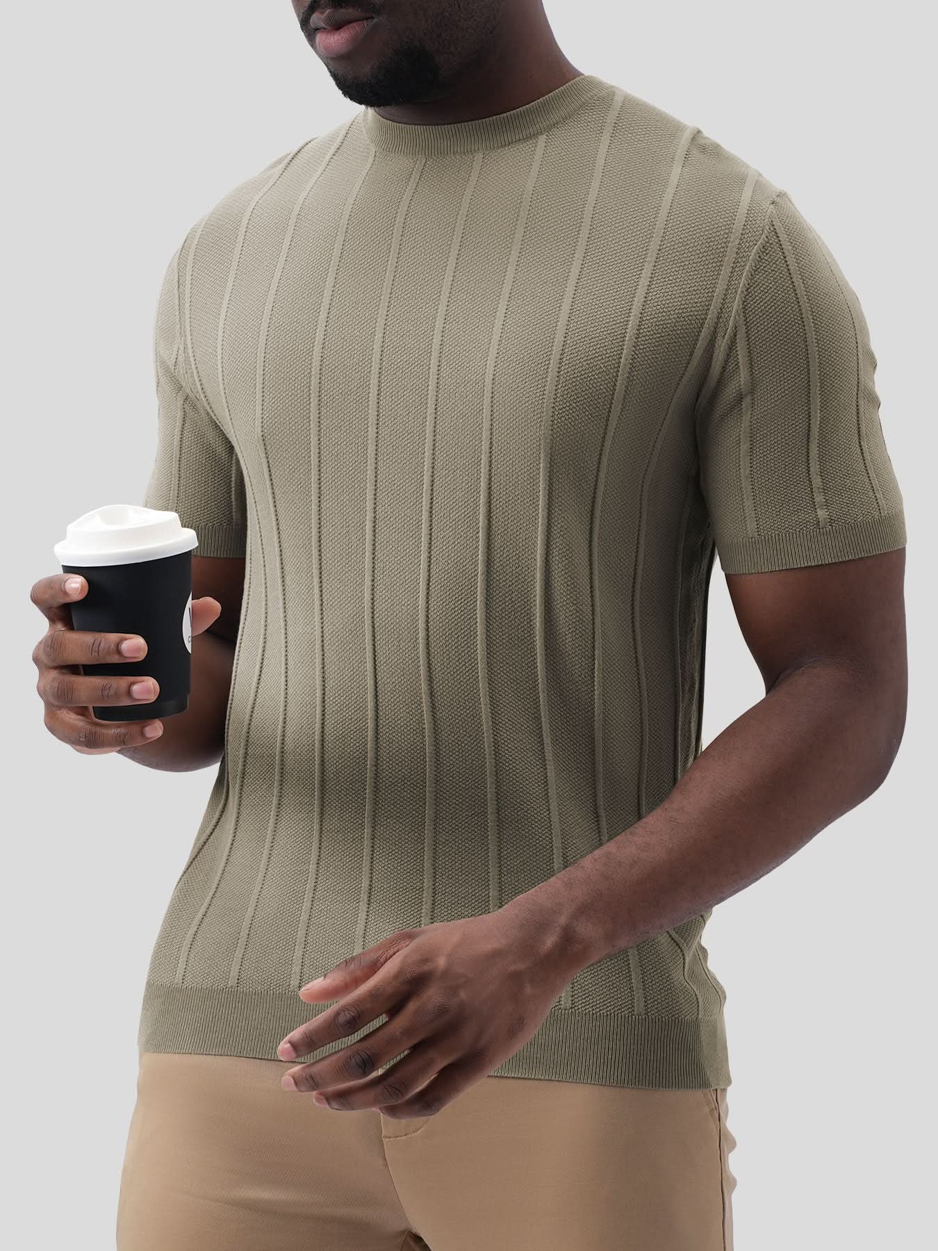 GentleKnit Breathable Striped Short Sleeve Knitted T-Shirt - Image 34