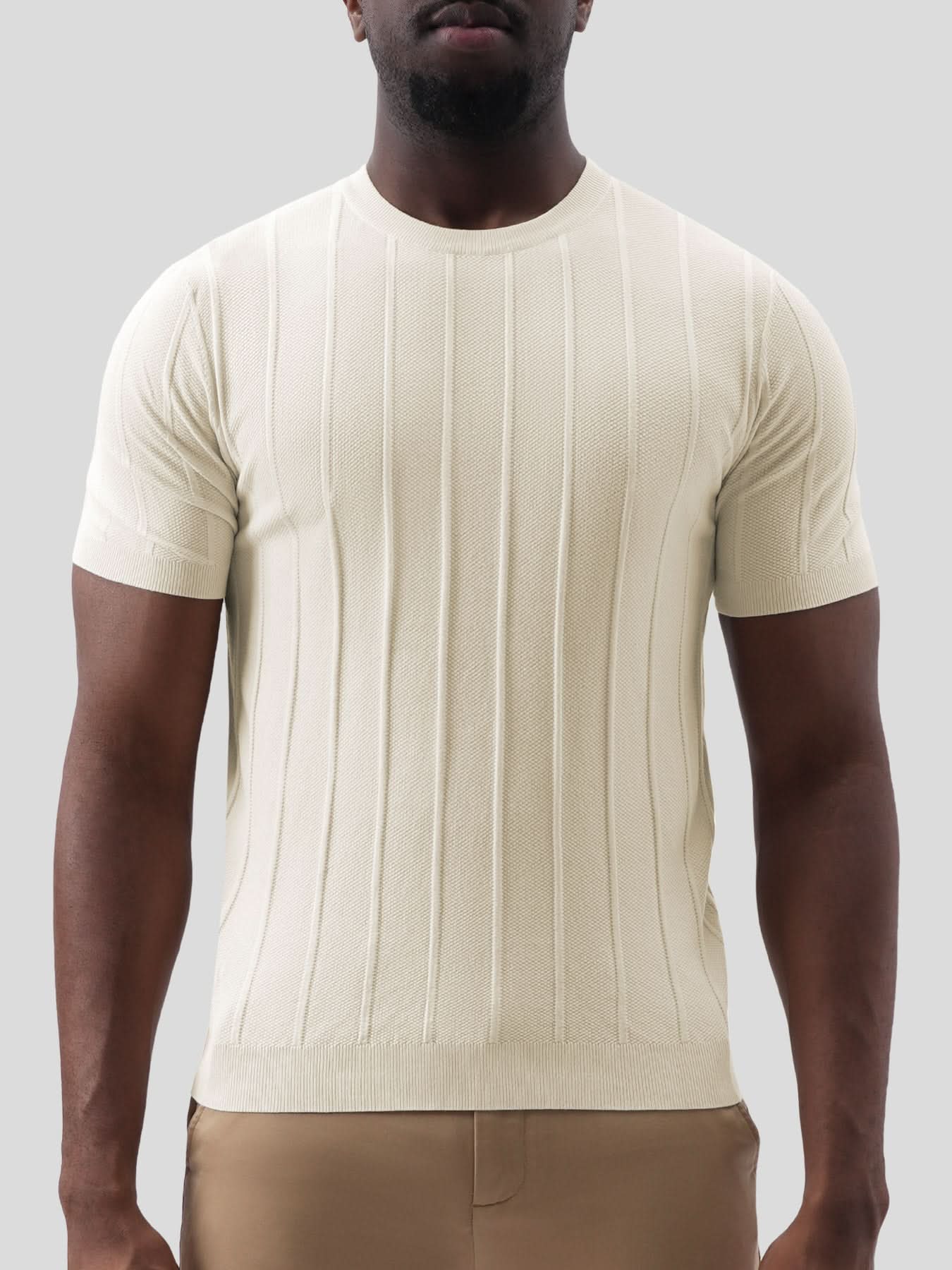 GentleKnit Breathable Striped Short Sleeve Knitted T-Shirt - Image 41