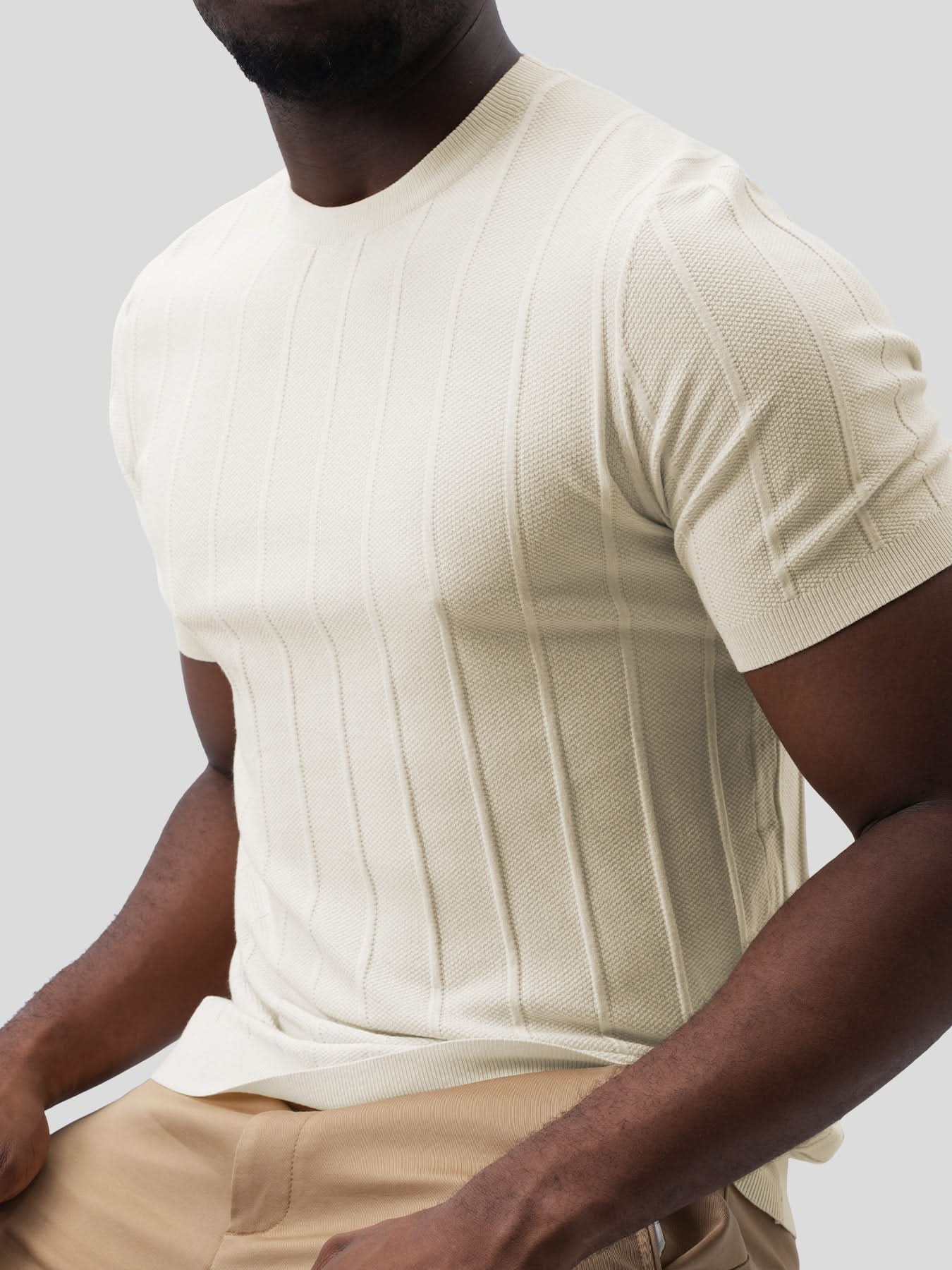 GentleKnit Breathable Striped Short Sleeve Knitted T-Shirt - Image 44