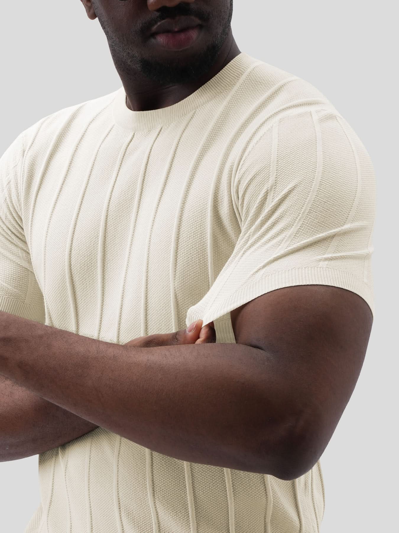 GentleKnit Breathable Striped Short Sleeve Knitted T-Shirt - Image 45