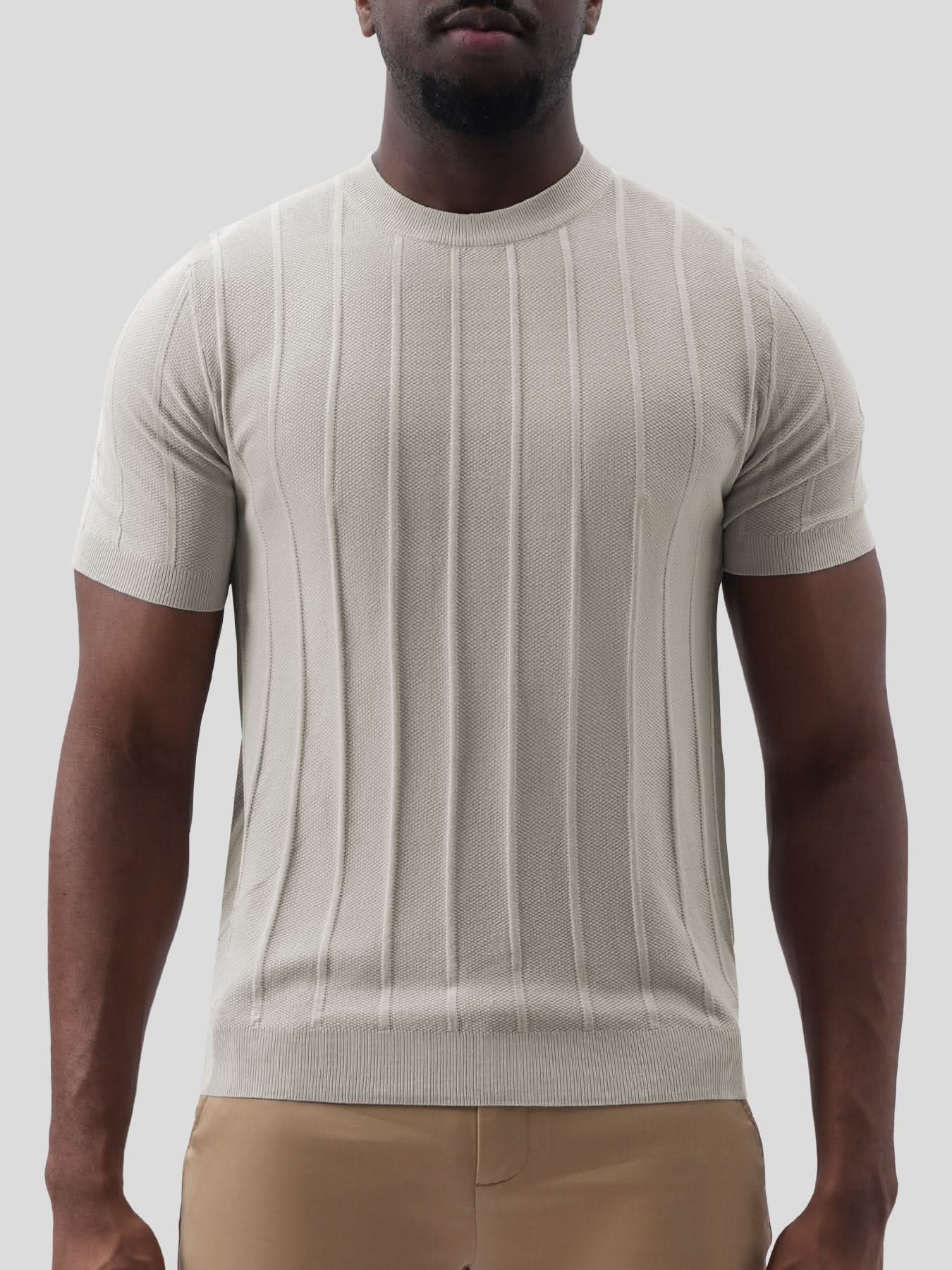 GentleKnit Breathable Striped Short Sleeve Knitted T-Shirt - Image 27