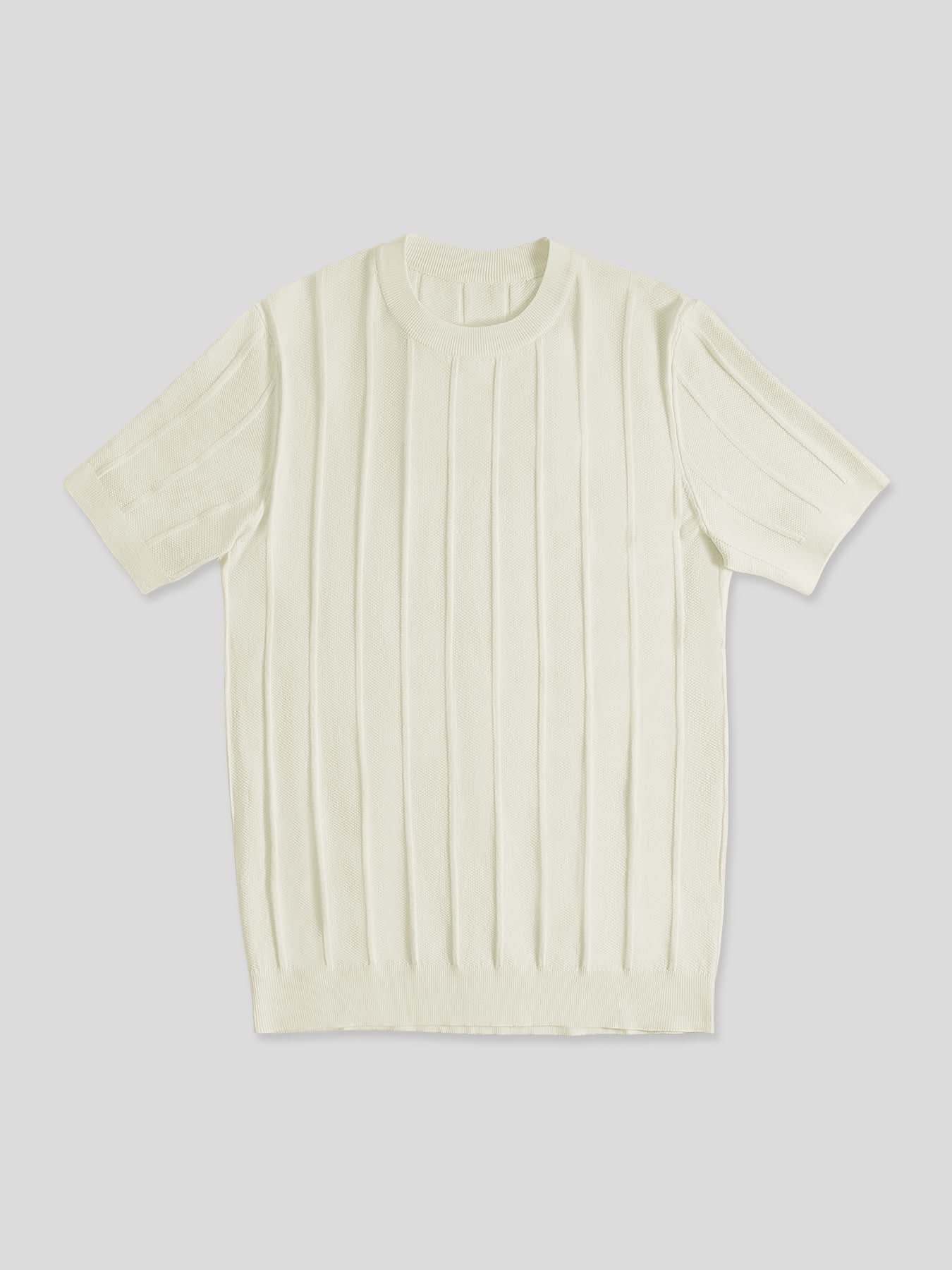 GentleKnit Breathable Striped Short Sleeve Knitted T-Shirt - Image 11