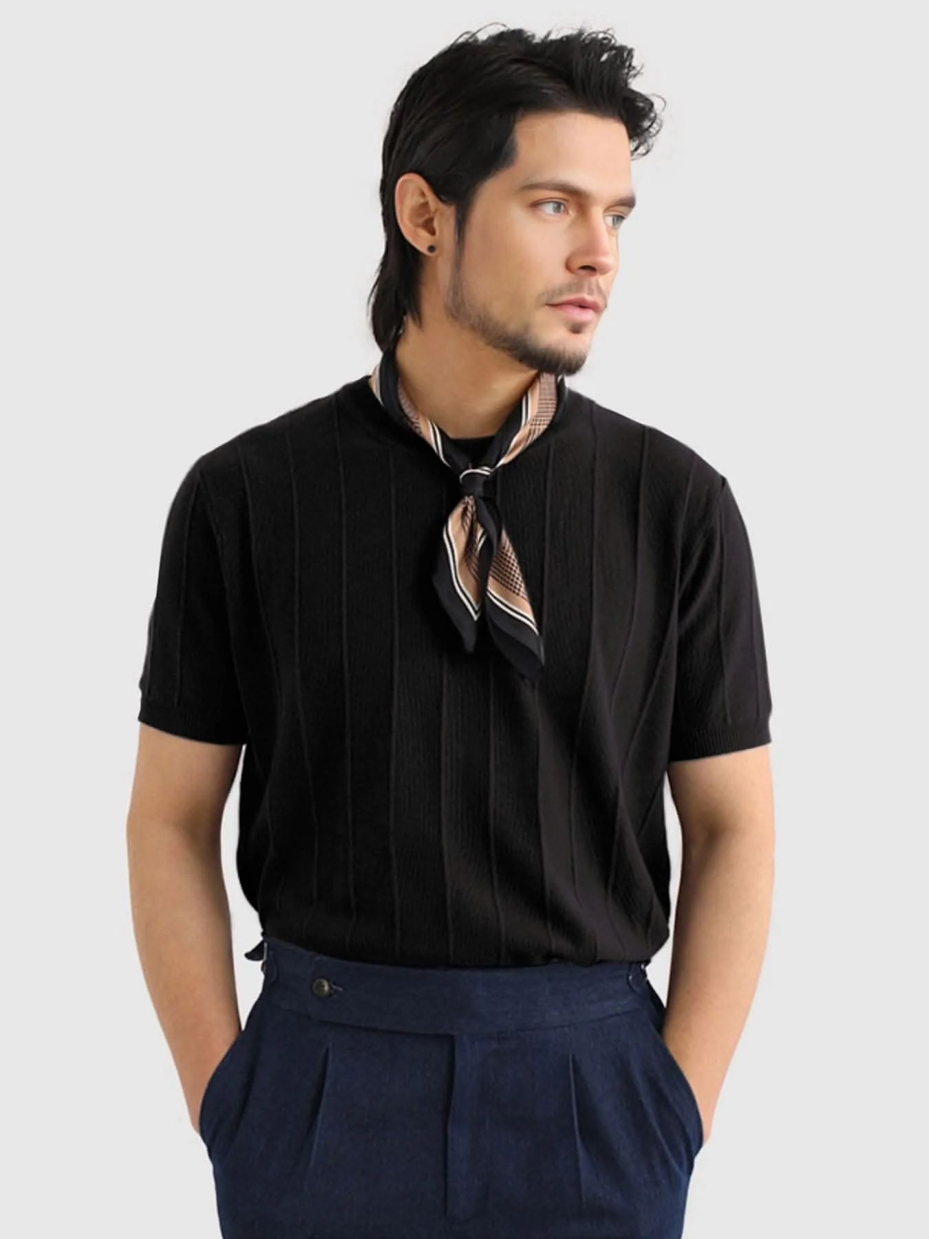 GentleKnit Breathable Striped Short Sleeve Knitted T-Shirt - Image 15