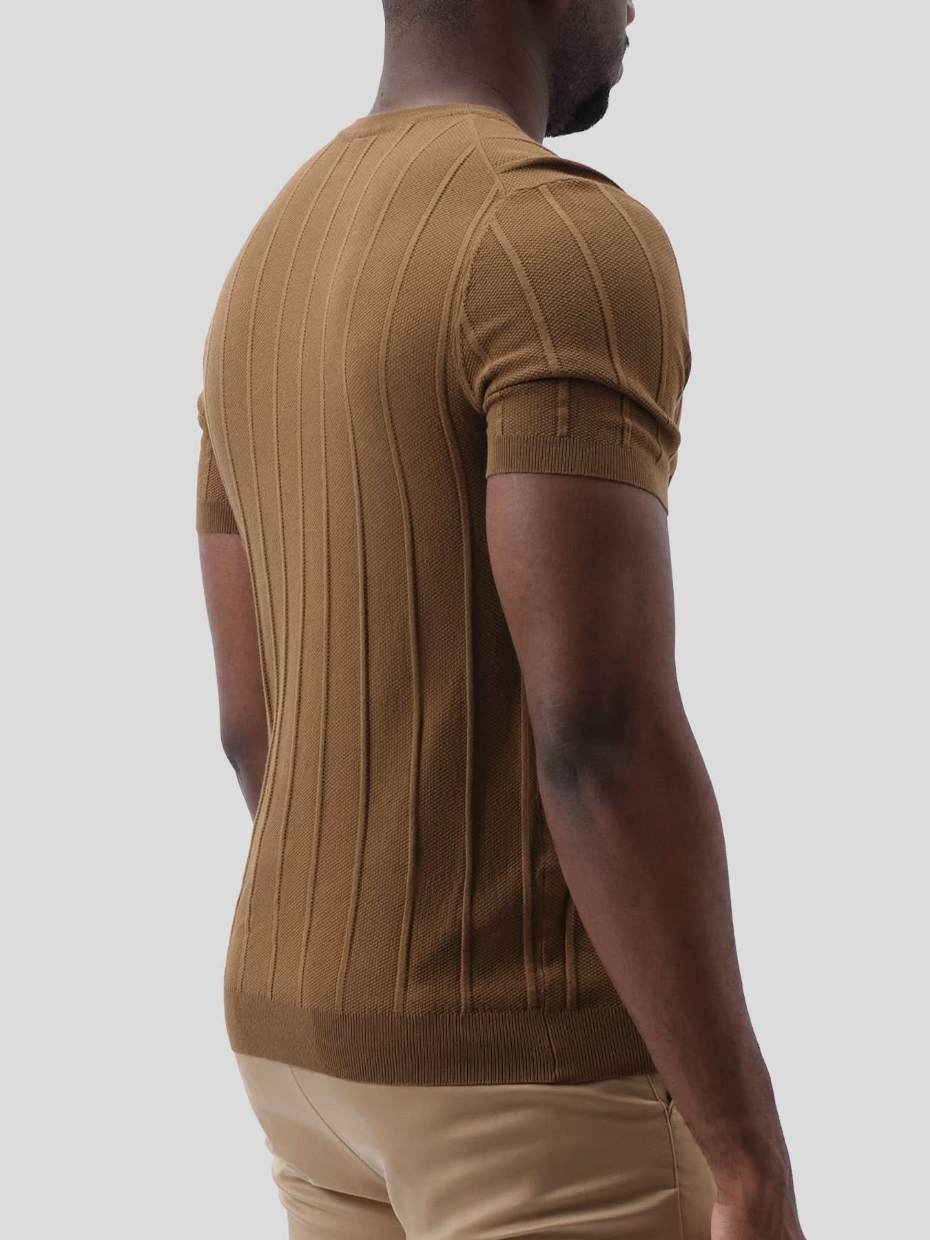 GentleKnit Breathable Striped Short Sleeve Knitted T-Shirt - Image 3