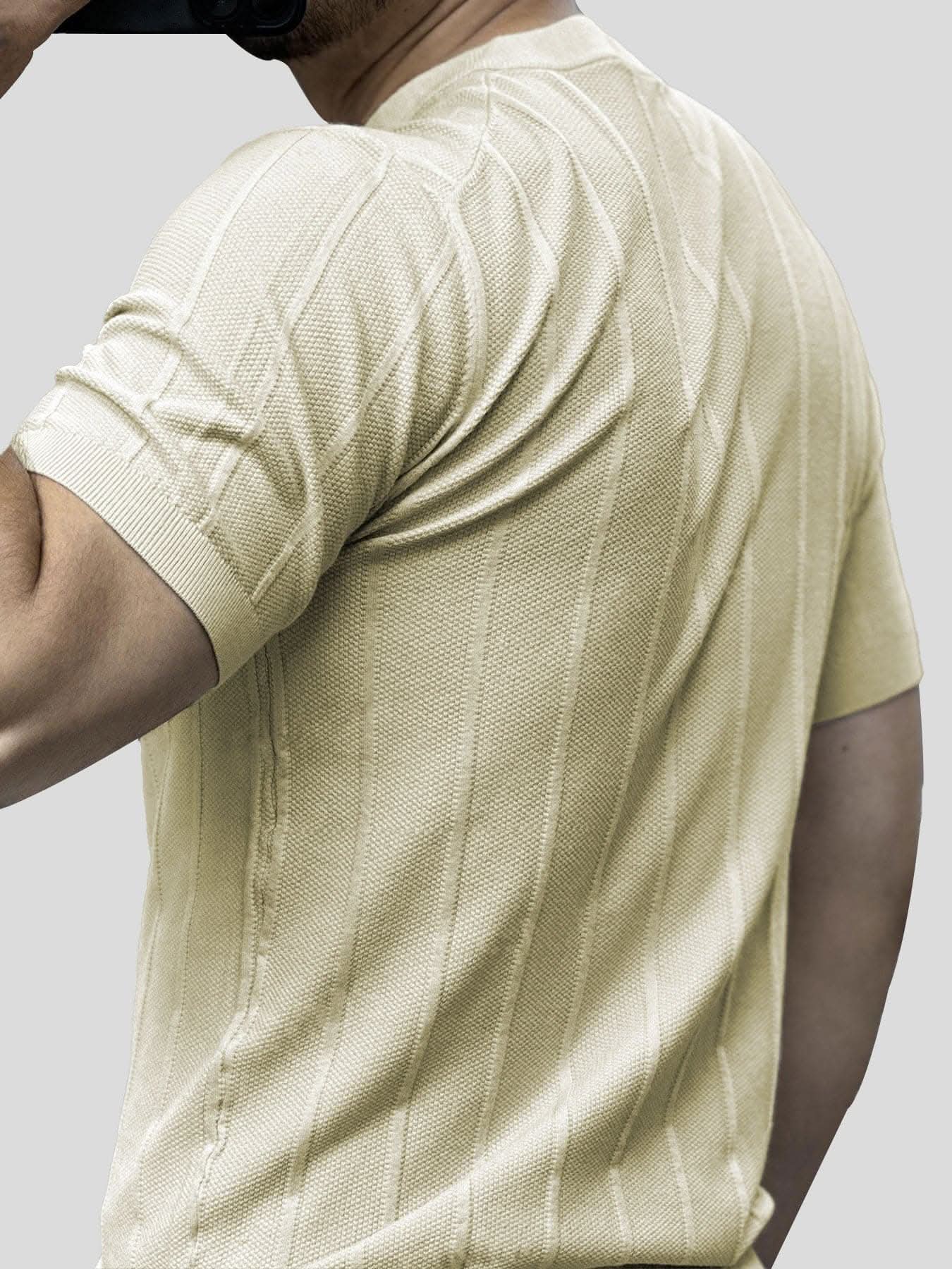 GentleKnit Breathable Striped Short Sleeve Knitted T-Shirt - Image 7