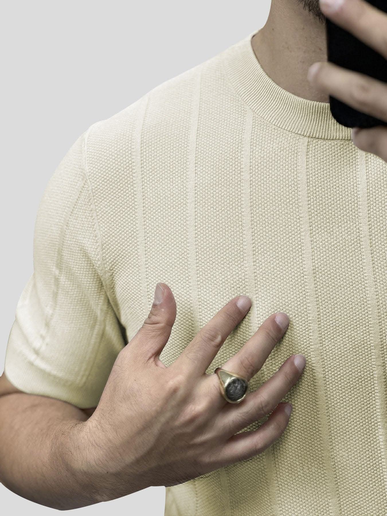 GentleKnit Breathable Striped Short Sleeve Knitted T-Shirt - Image 8