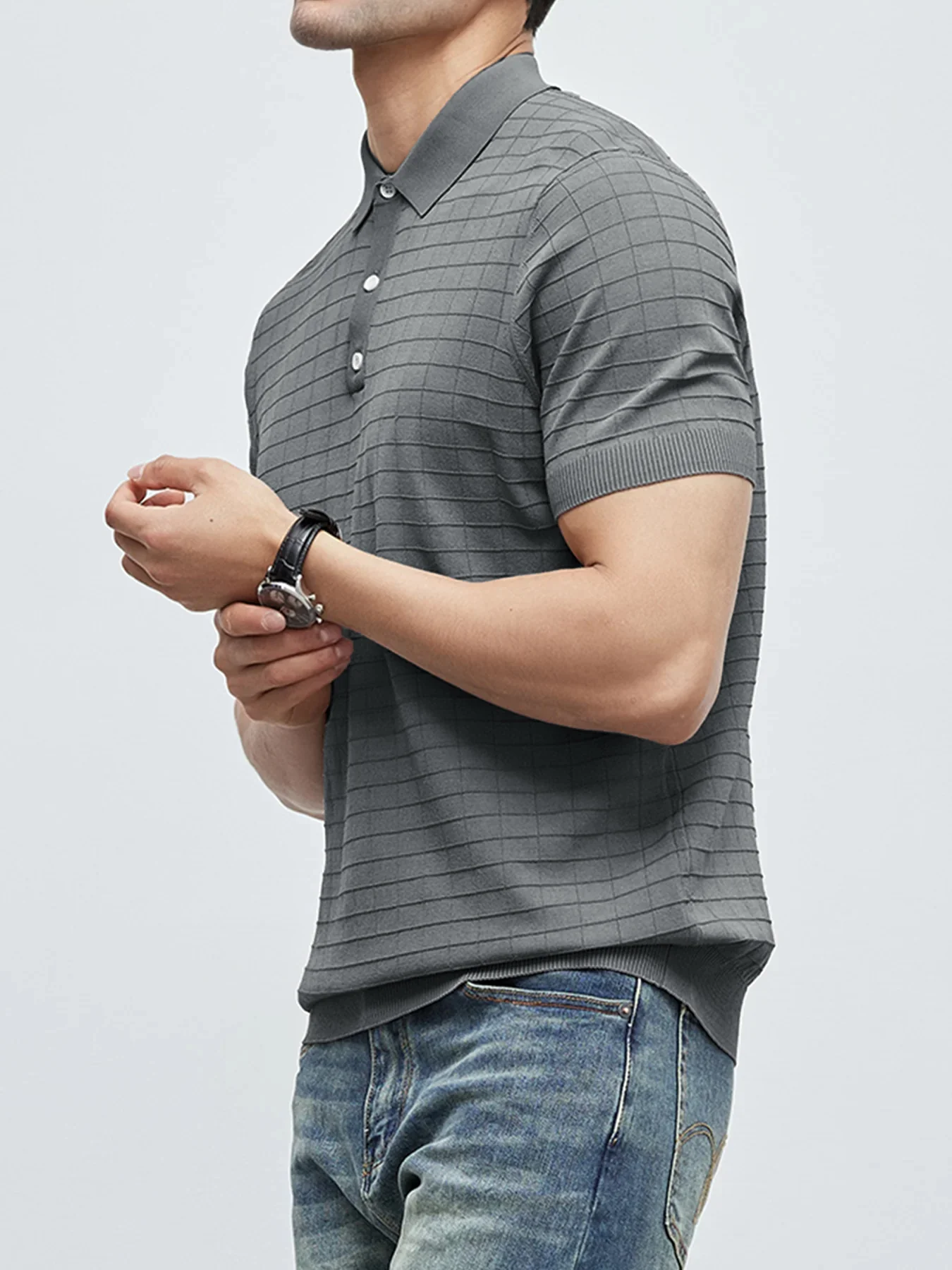 GentleKnit Checkered Short Sleeve Knitted Polo - Image 6