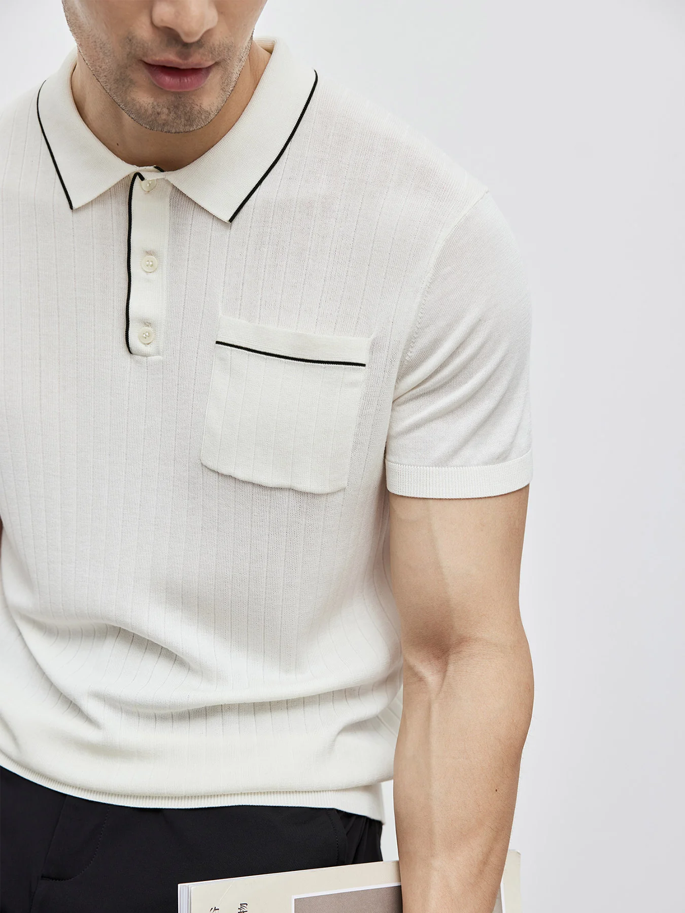 GentleKnit Contrast Color Short Sleeve Knitted Polo - Image 5