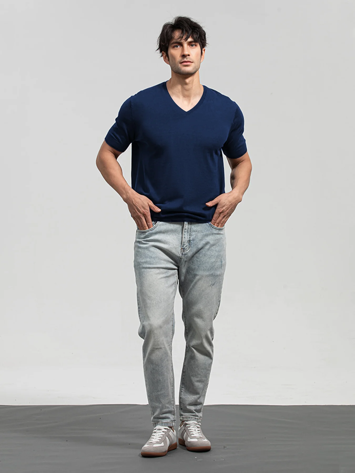 GentleKnit Short Sleeve V-neck Knitted T-Shirt - Image 13