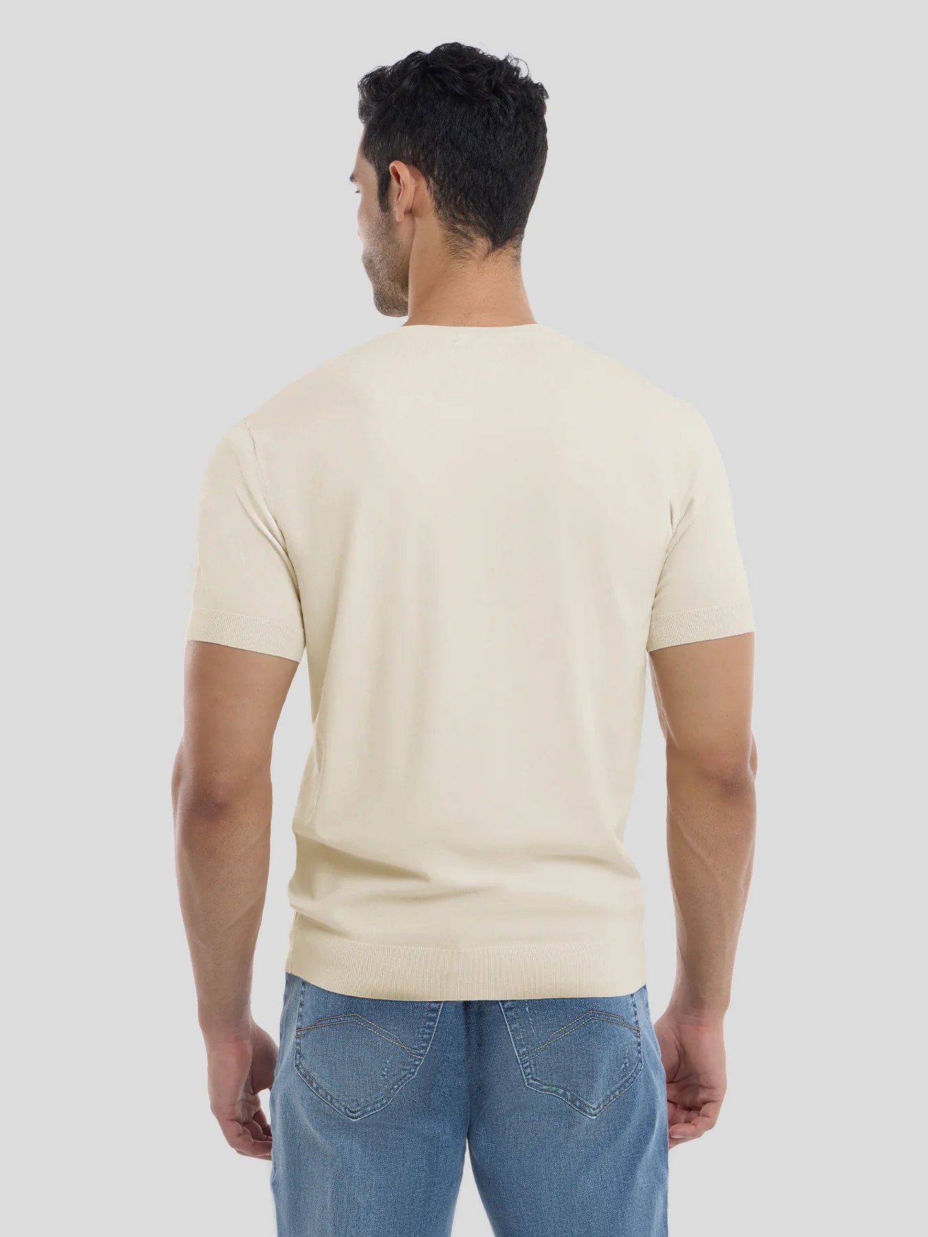 GentleKnit Short Sleeve V-neck Knitted T-Shirt - Image 3