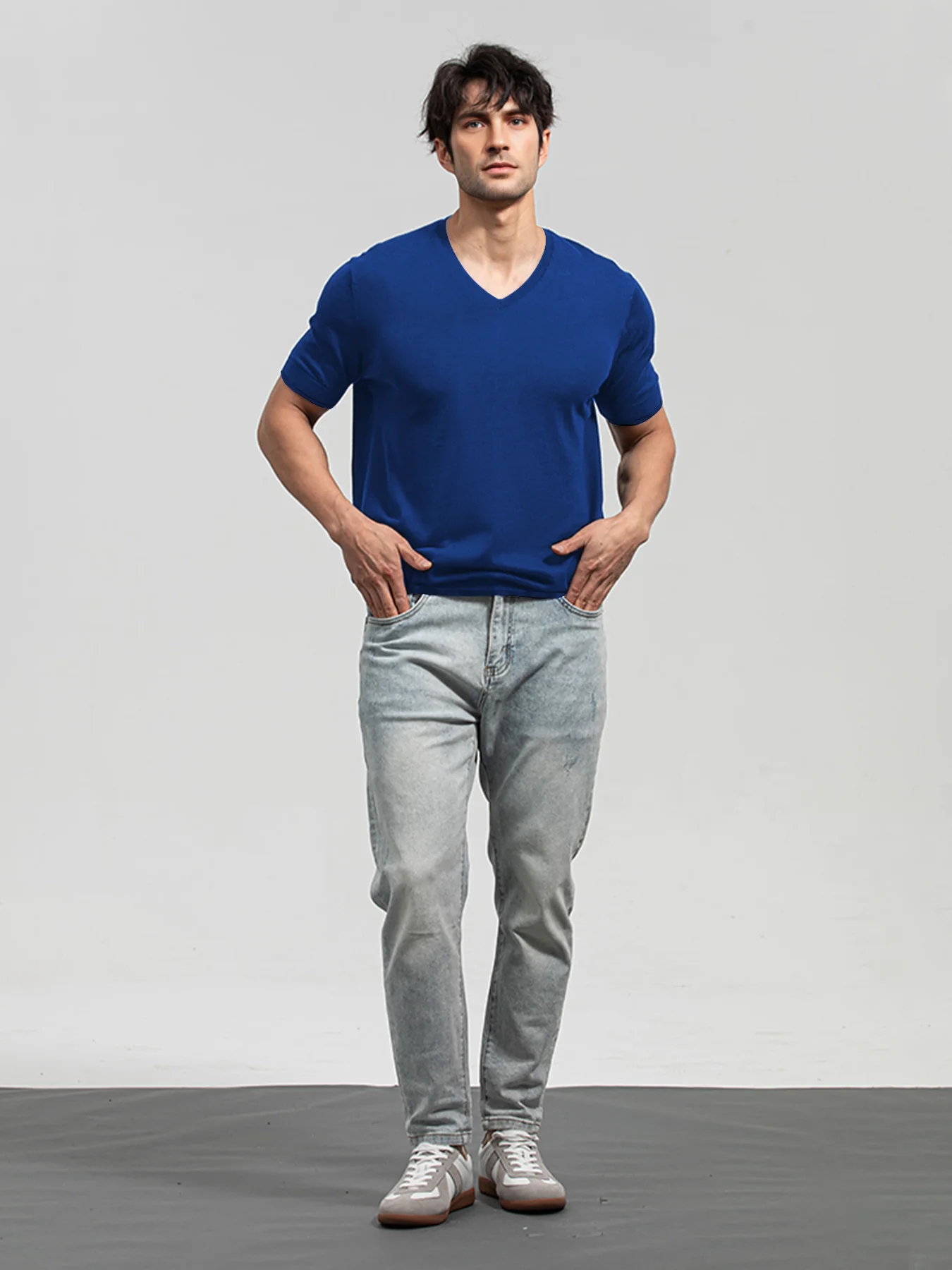 GentleKnit Short Sleeve V-neck Knitted T-Shirt - Image 37