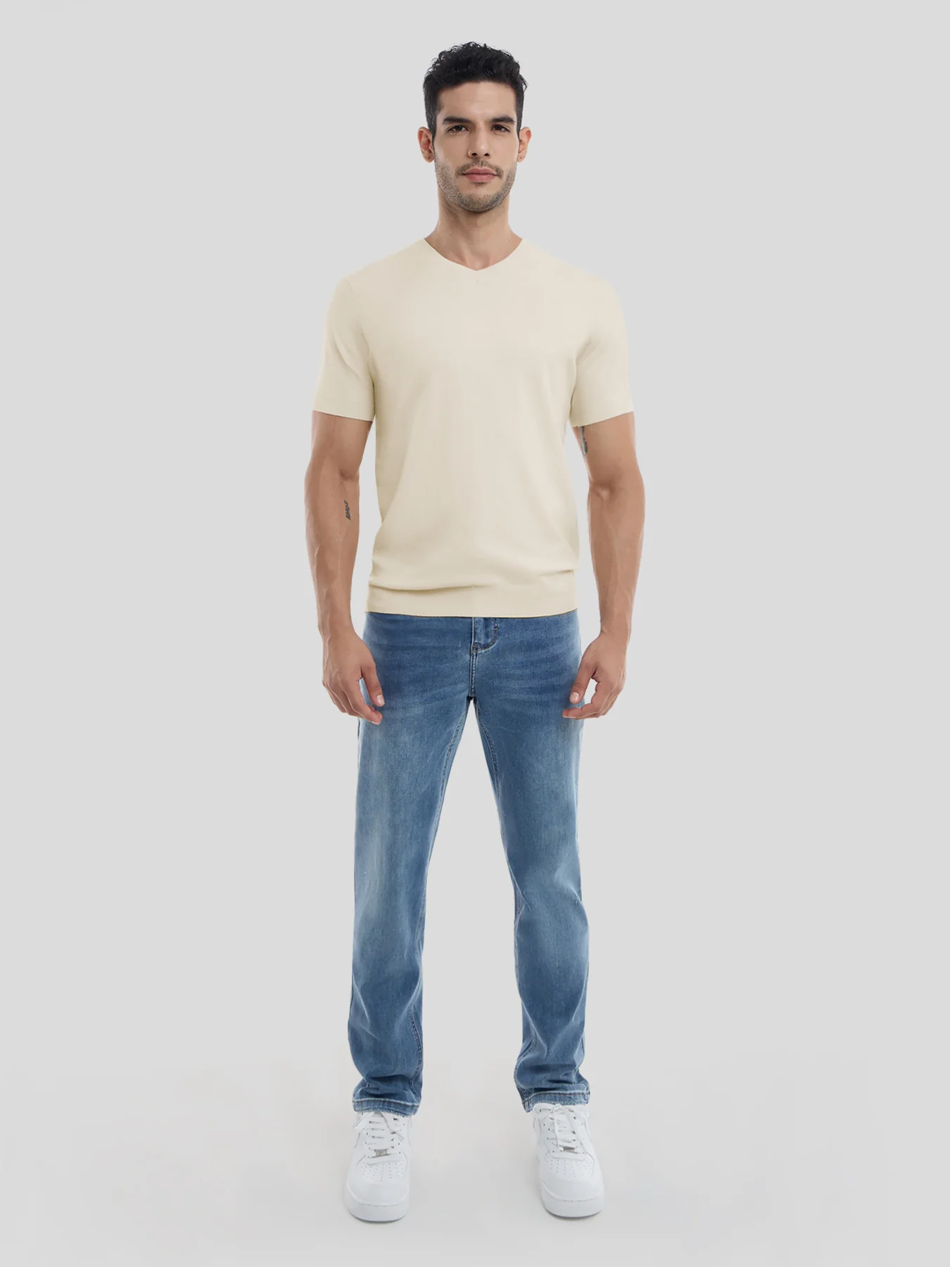 GentleKnit Short Sleeve V-neck Knitted T-Shirt - Image 4