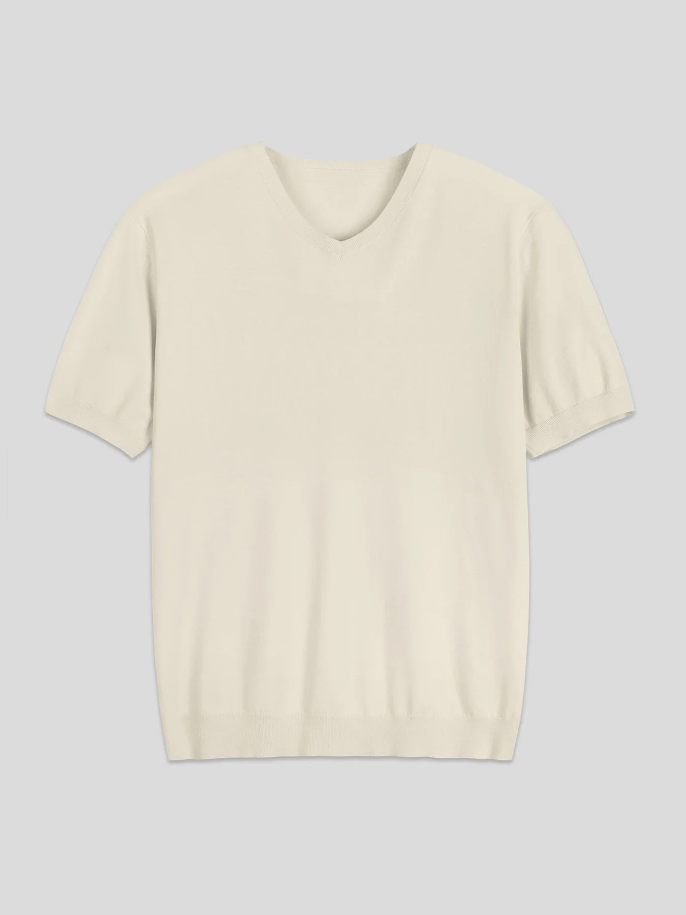 GentleKnit Short Sleeve V-neck Knitted T-Shirt - Image 5