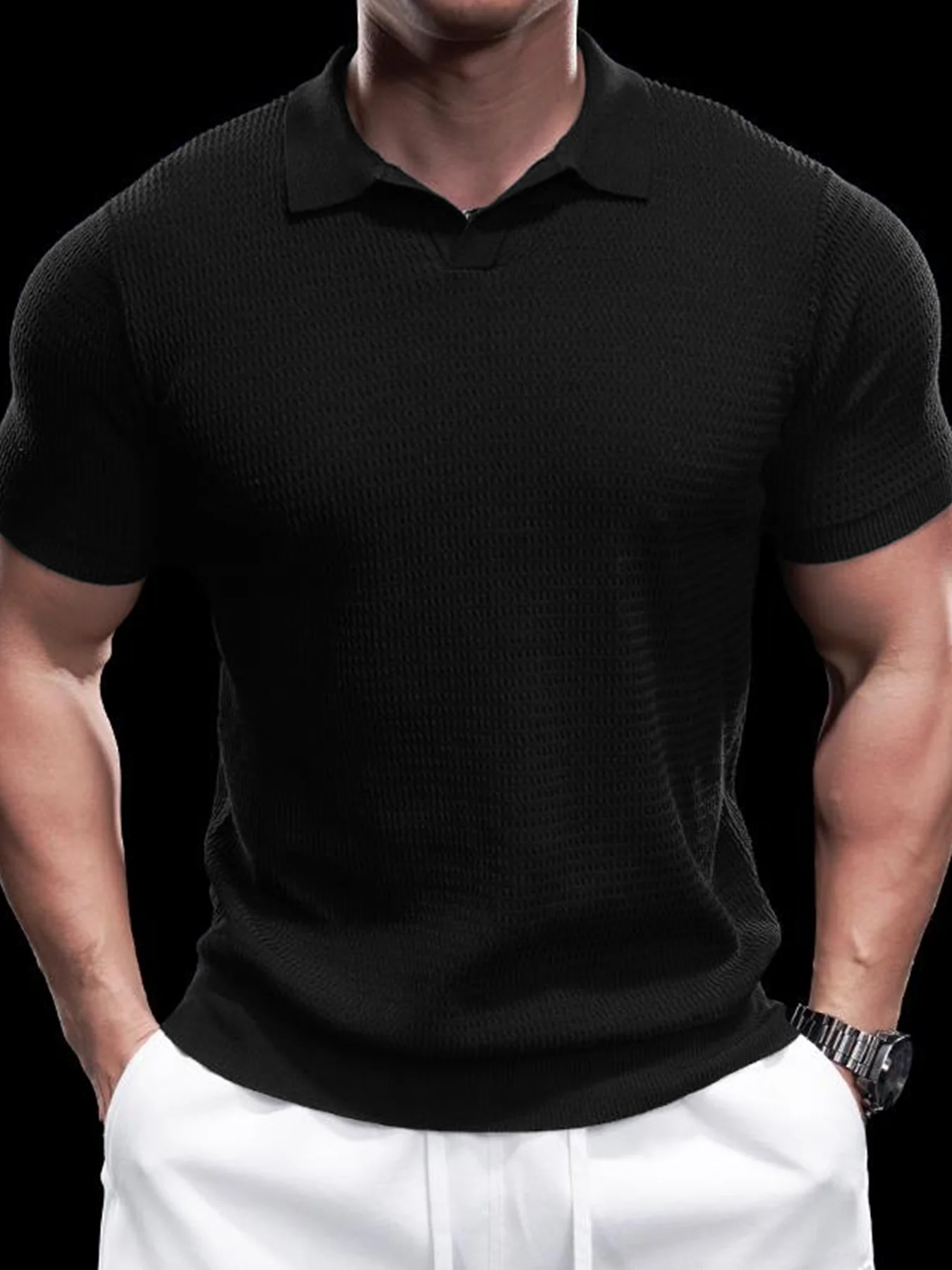 FlexKnit Active Knitted Buttonless Polo - Image 13