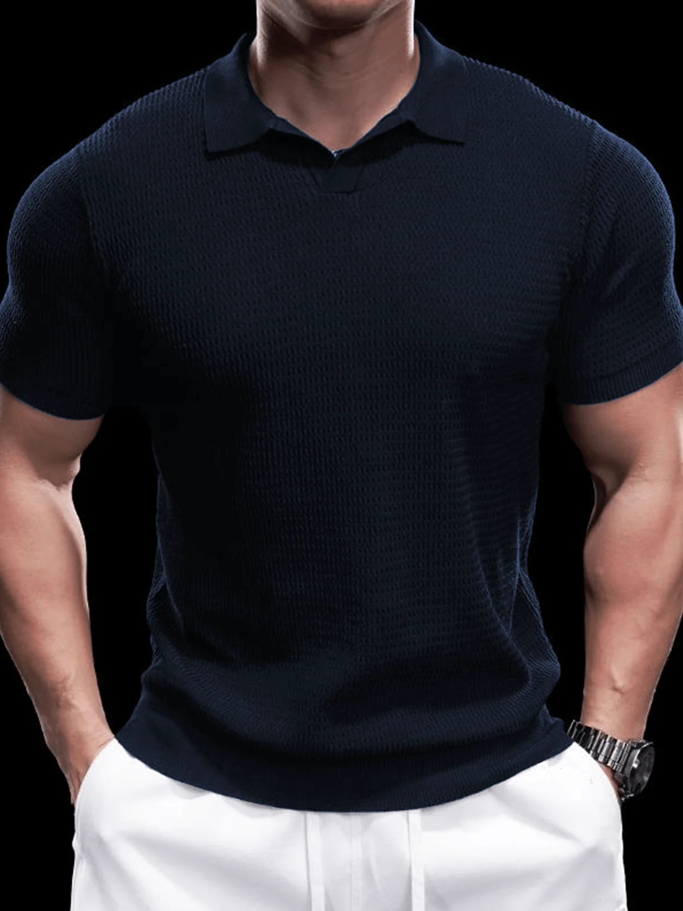 FlexKnit Active Knitted Buttonless Polo - Image 20