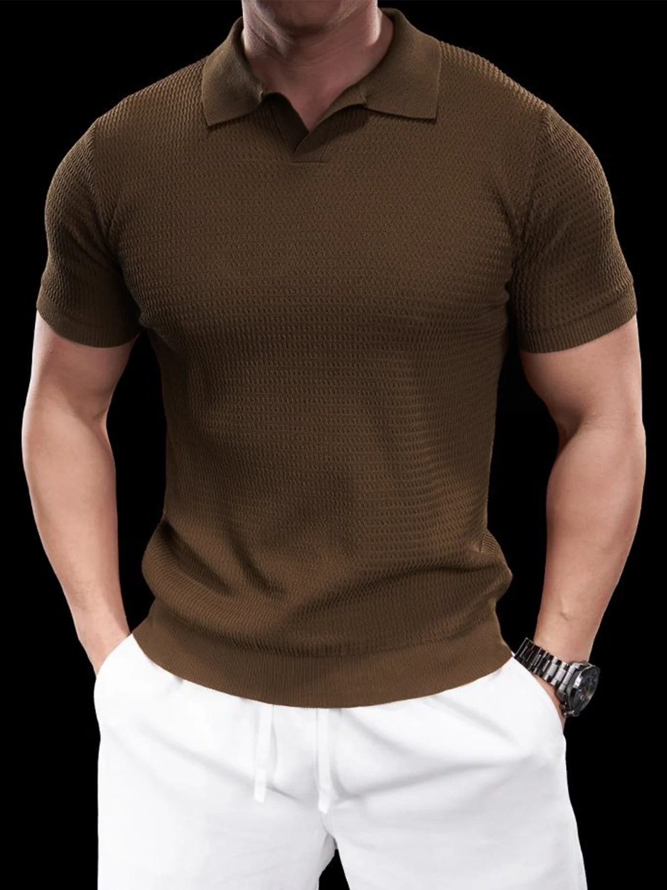 FlexKnit Active Knitted Buttonless Polo - Image 27