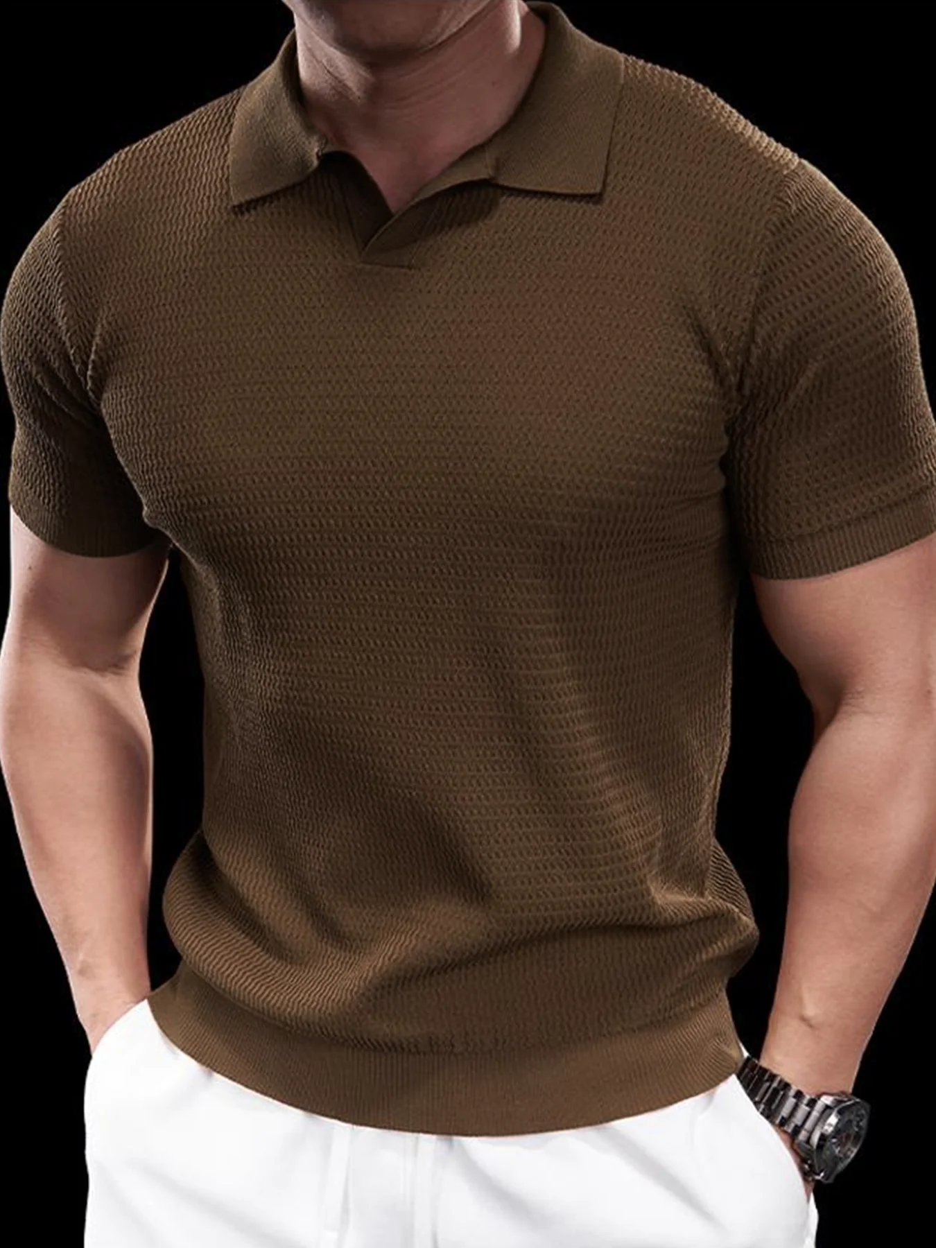 FlexKnit Active Knitted Buttonless Polo - Image 28