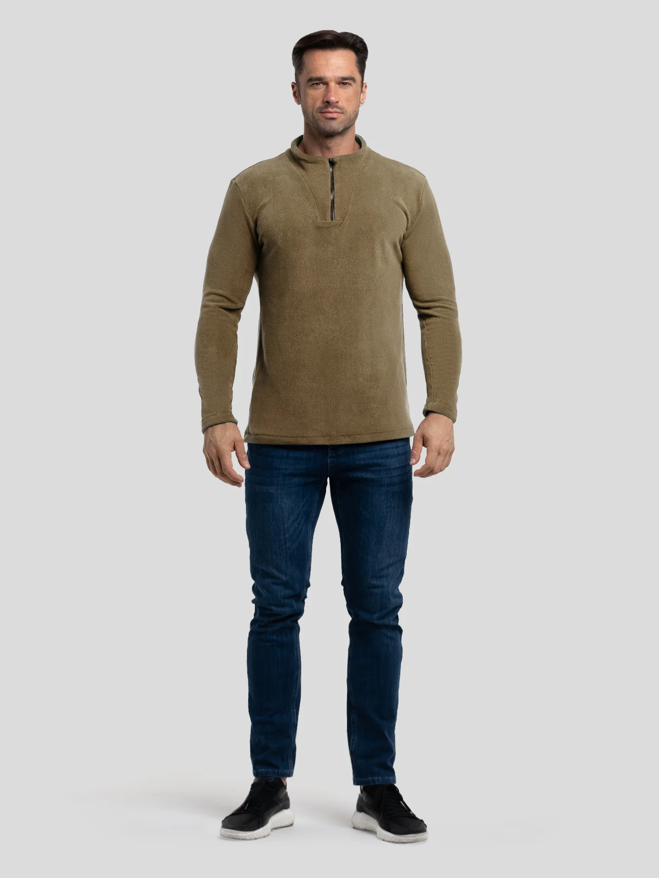 LuxeCozy Fleece Half Zip Mock Neck Sweatshirt - Image 10