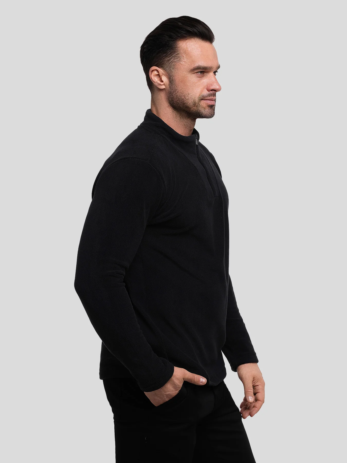 LuxeCozy Fleece Half Zip Mock Neck Sweatshirt - Image 14