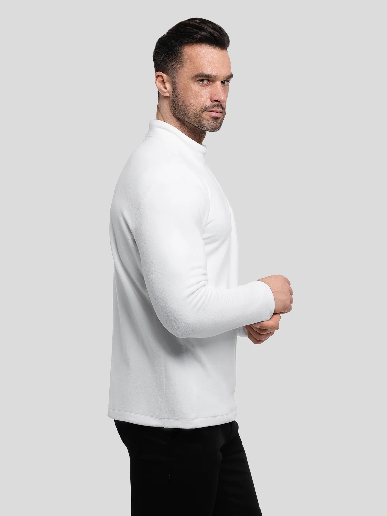 LuxeCozy Fleece Half Zip Mock Neck Sweatshirt - Image 3