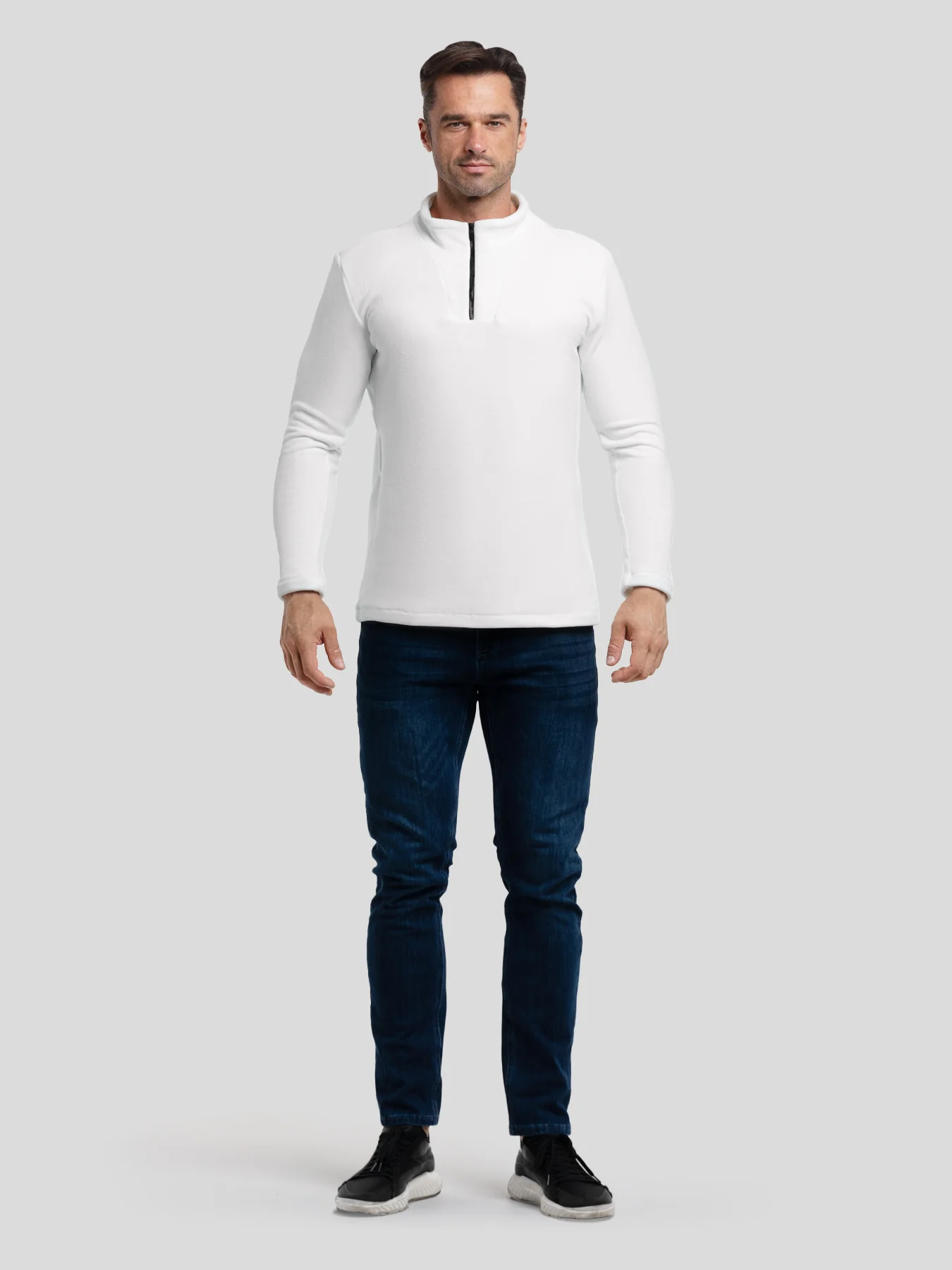 LuxeCozy Fleece Half Zip Mock Neck Sweatshirt - Image 4