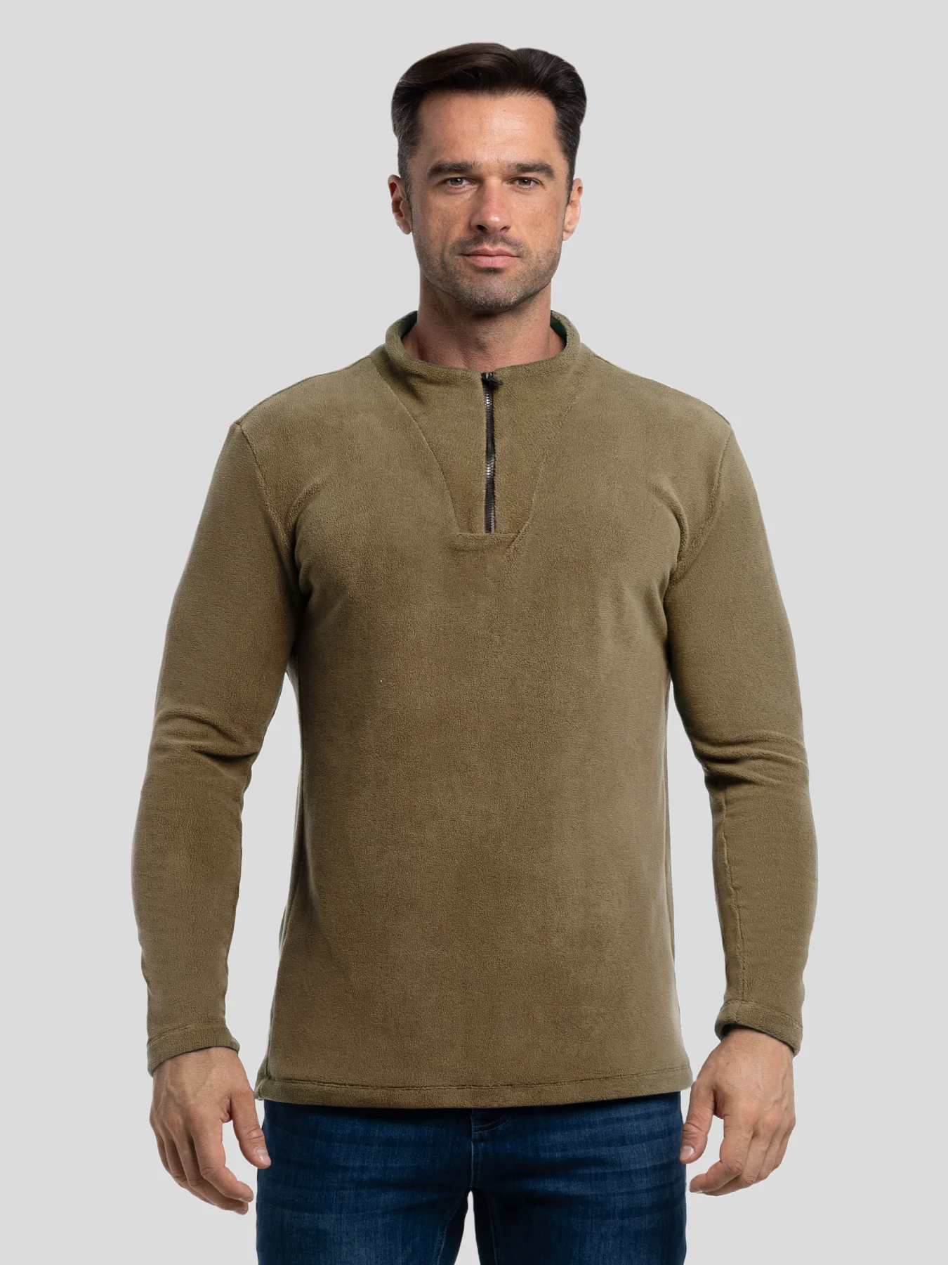 LuxeCozy Fleece Half Zip Mock Neck Sweatshirt - Image 8