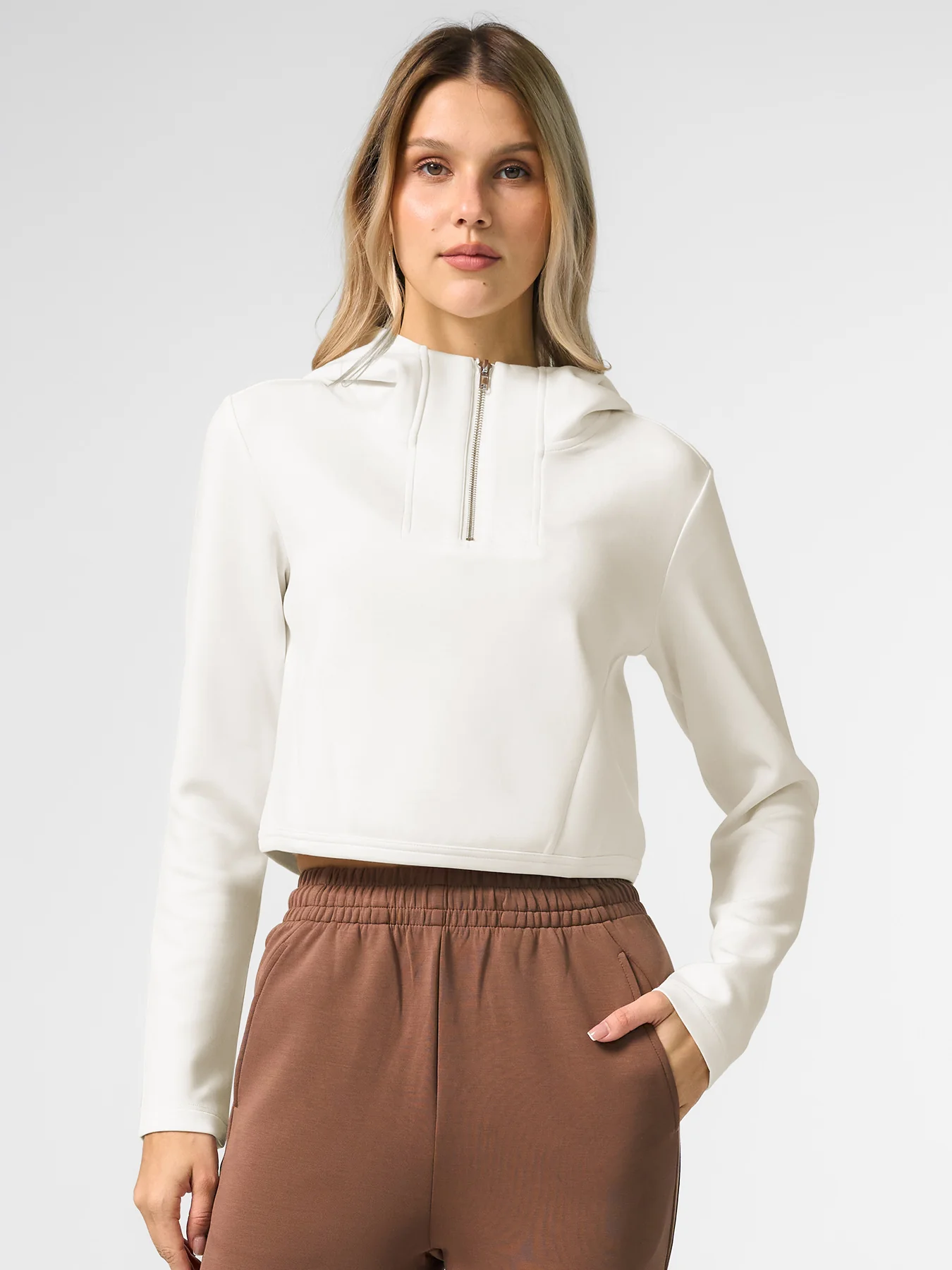 Modal Blend Hooded Zip Curved Hem - Image 3