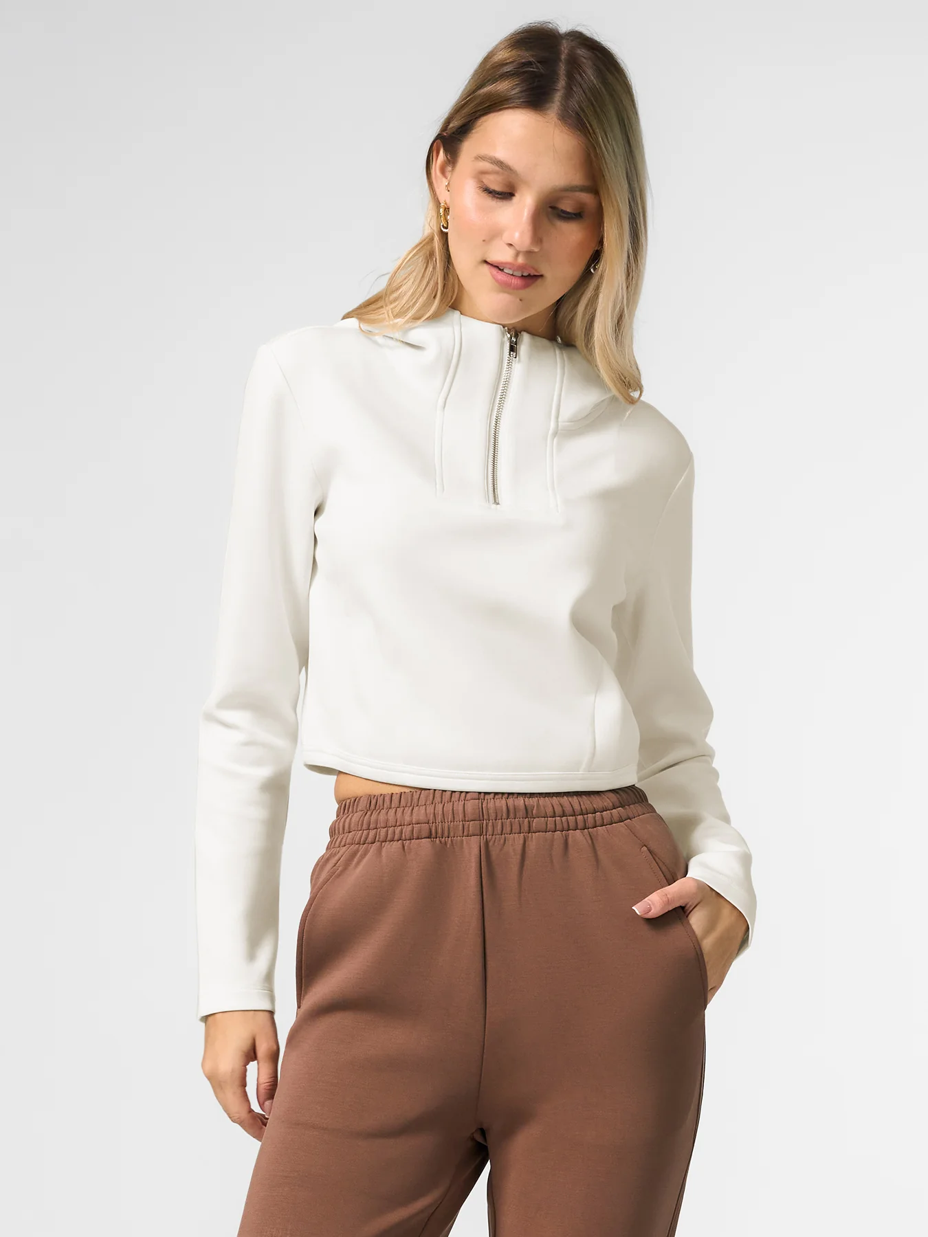 Modal Blend Hooded Zip Curved Hem - Image 4