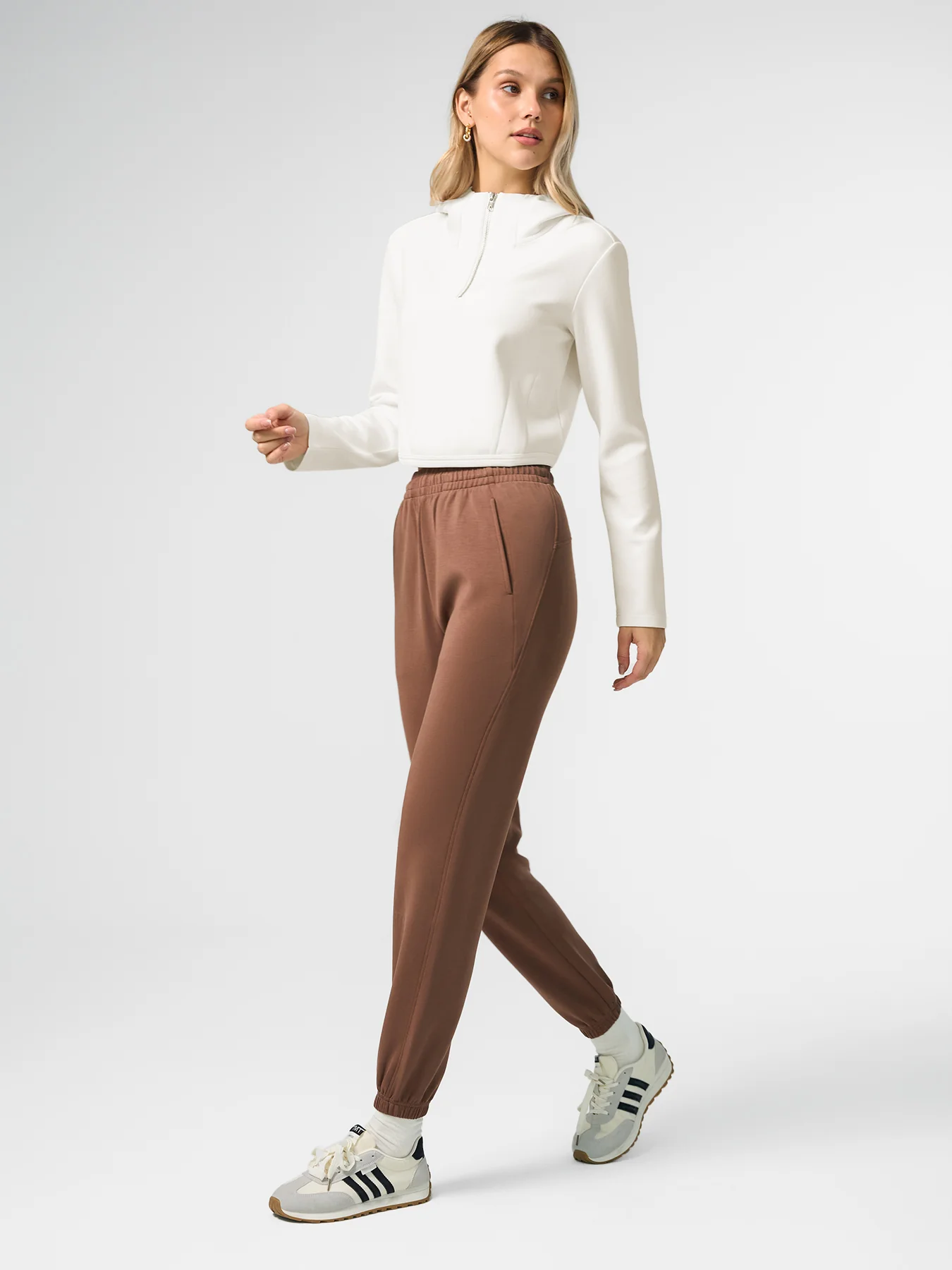 Modal Blend Hooded Zip Curved Hem - Image 5