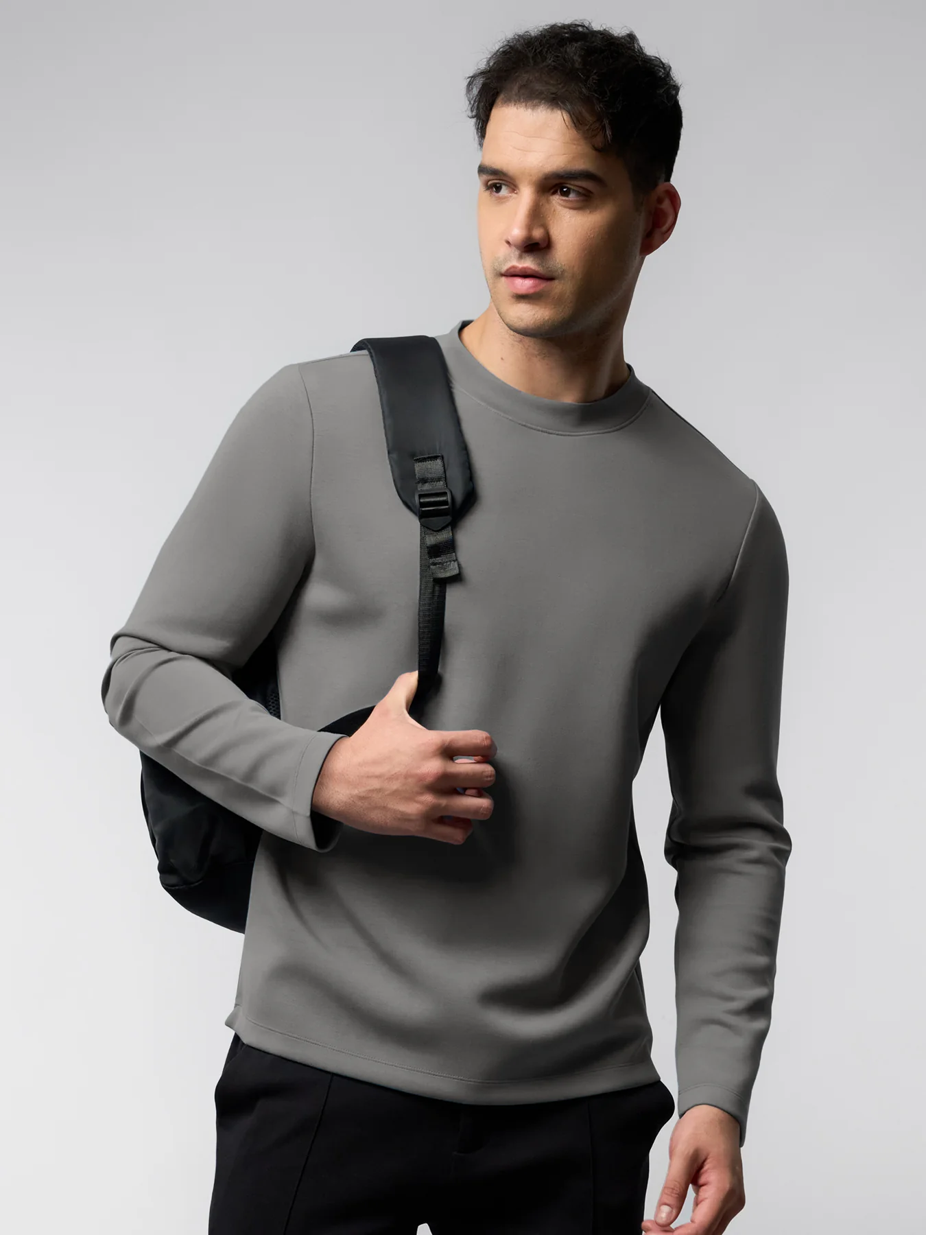 Modal Blend Elbow Patch Long Sleeve Tee:Slim Fit - Image 11