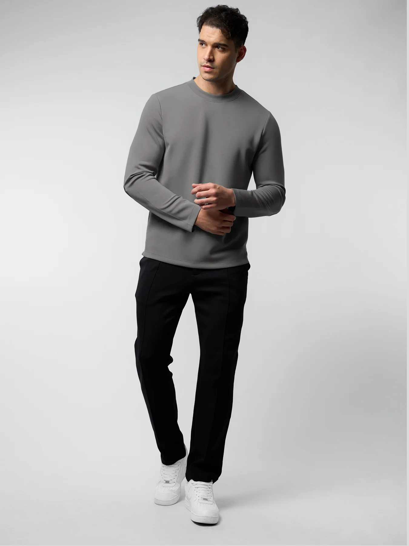 Modal Blend Elbow Patch Long Sleeve Tee:Slim Fit - Image 12