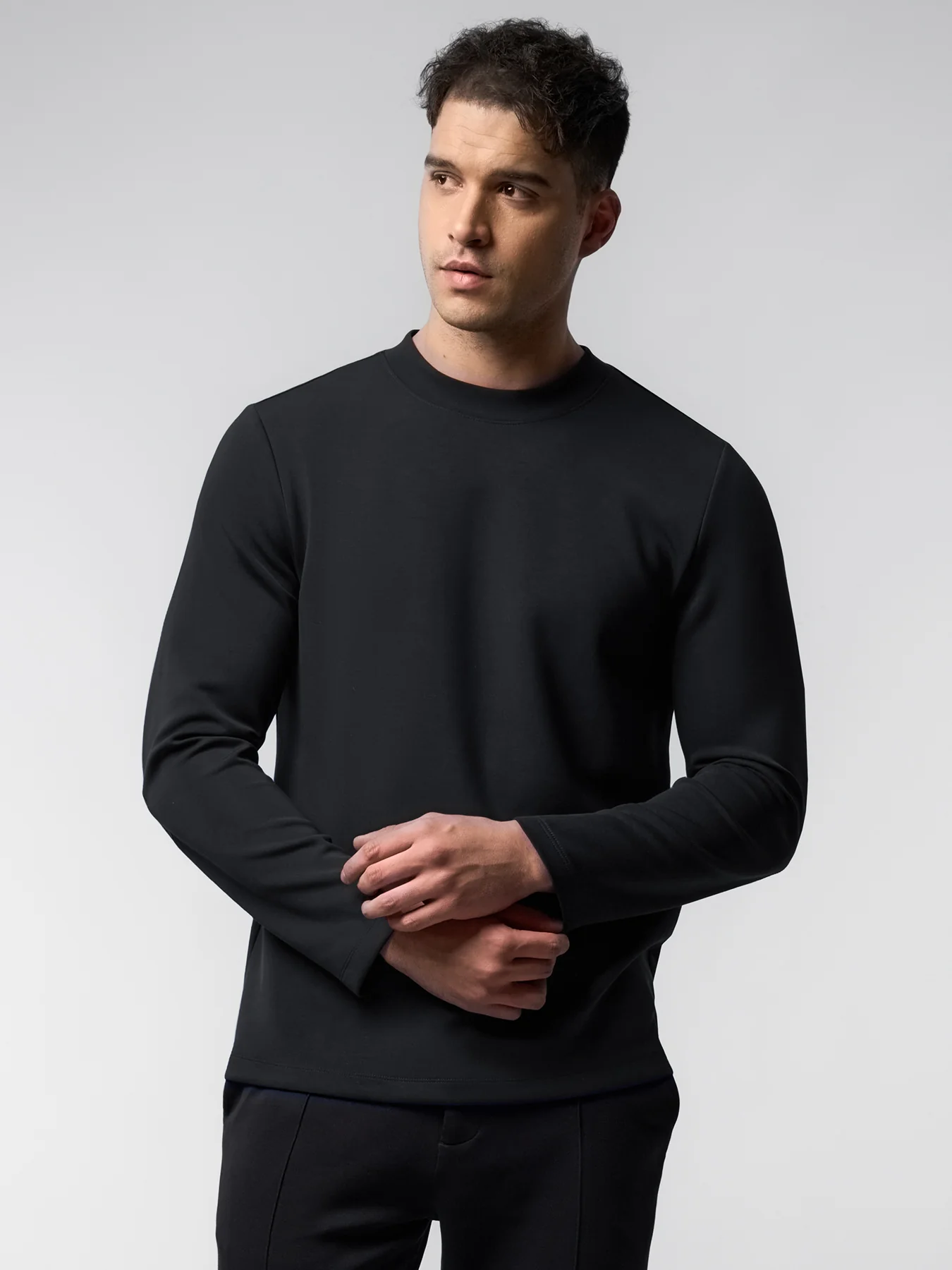 Modal Blend Elbow Patch Long Sleeve Tee:Slim Fit - Image 29