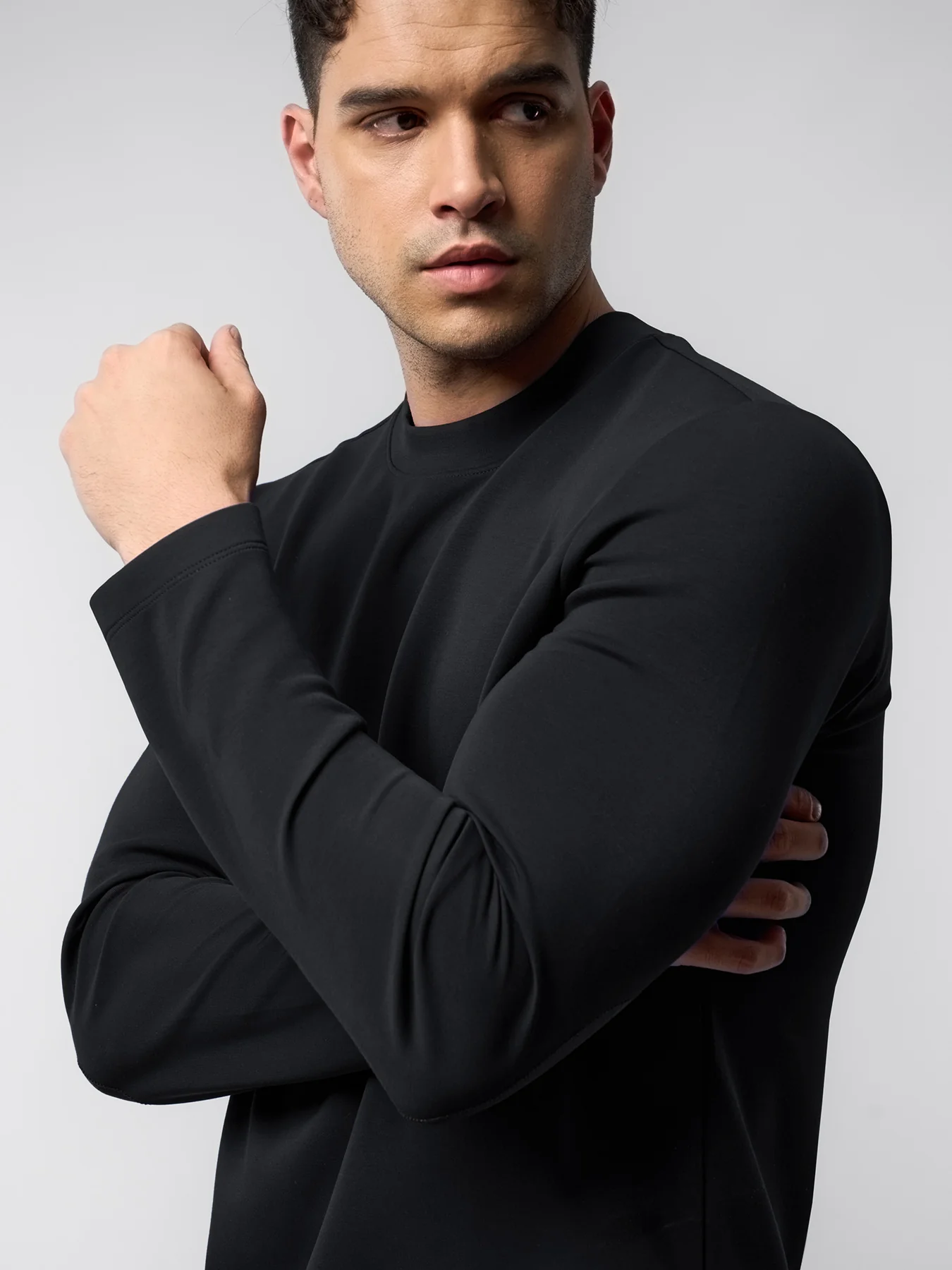 Modal Blend Elbow Patch Long Sleeve Tee:Slim Fit - Image 31