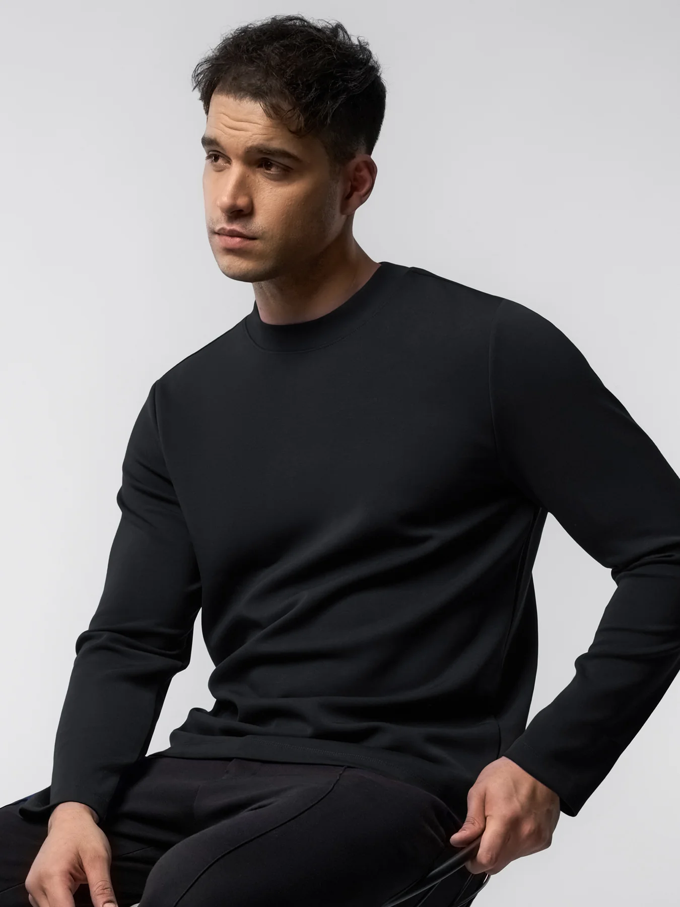 Modal Blend Elbow Patch Long Sleeve Tee:Slim Fit - Image 32