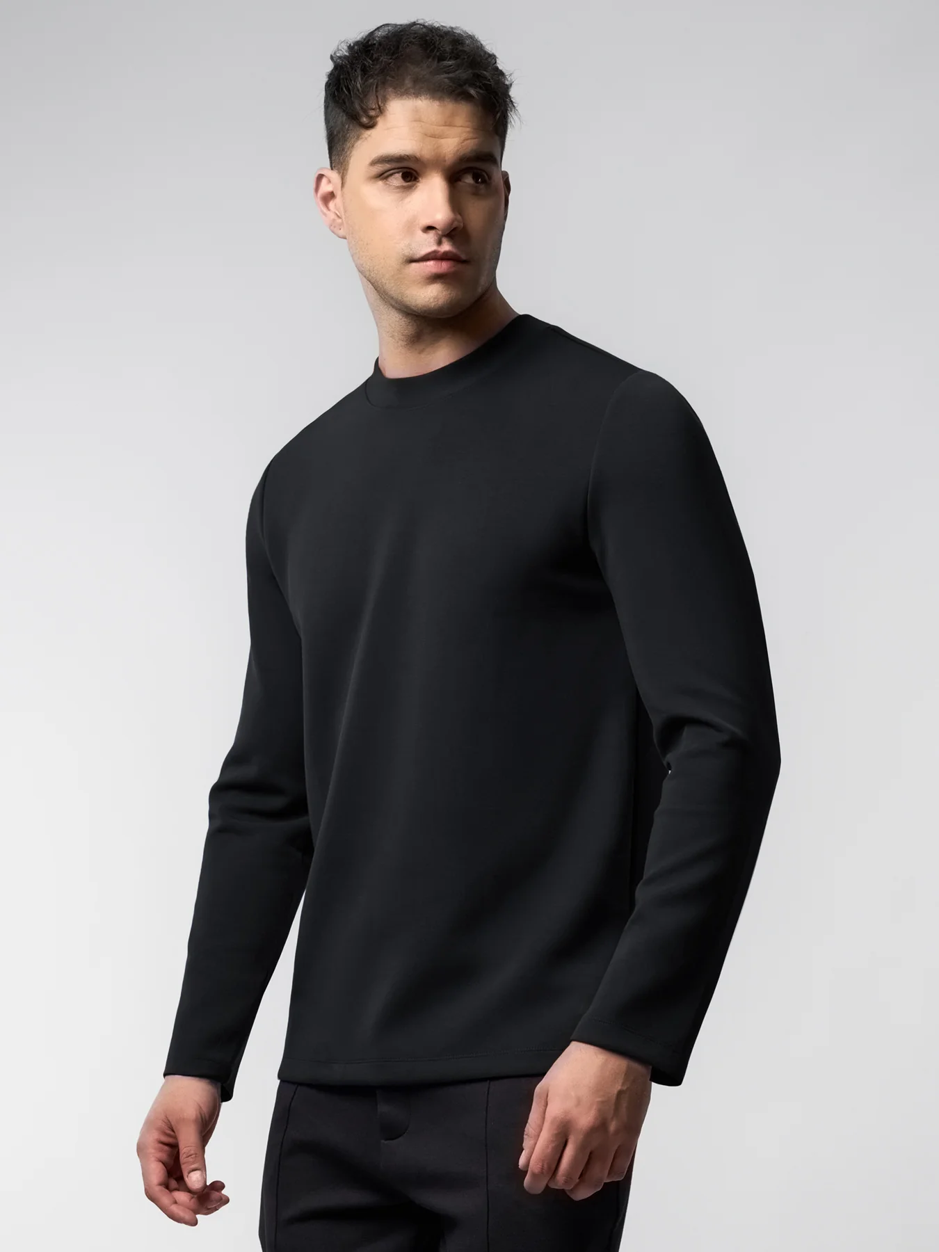Modal Blend Elbow Patch Long Sleeve Tee:Slim Fit - Image 34