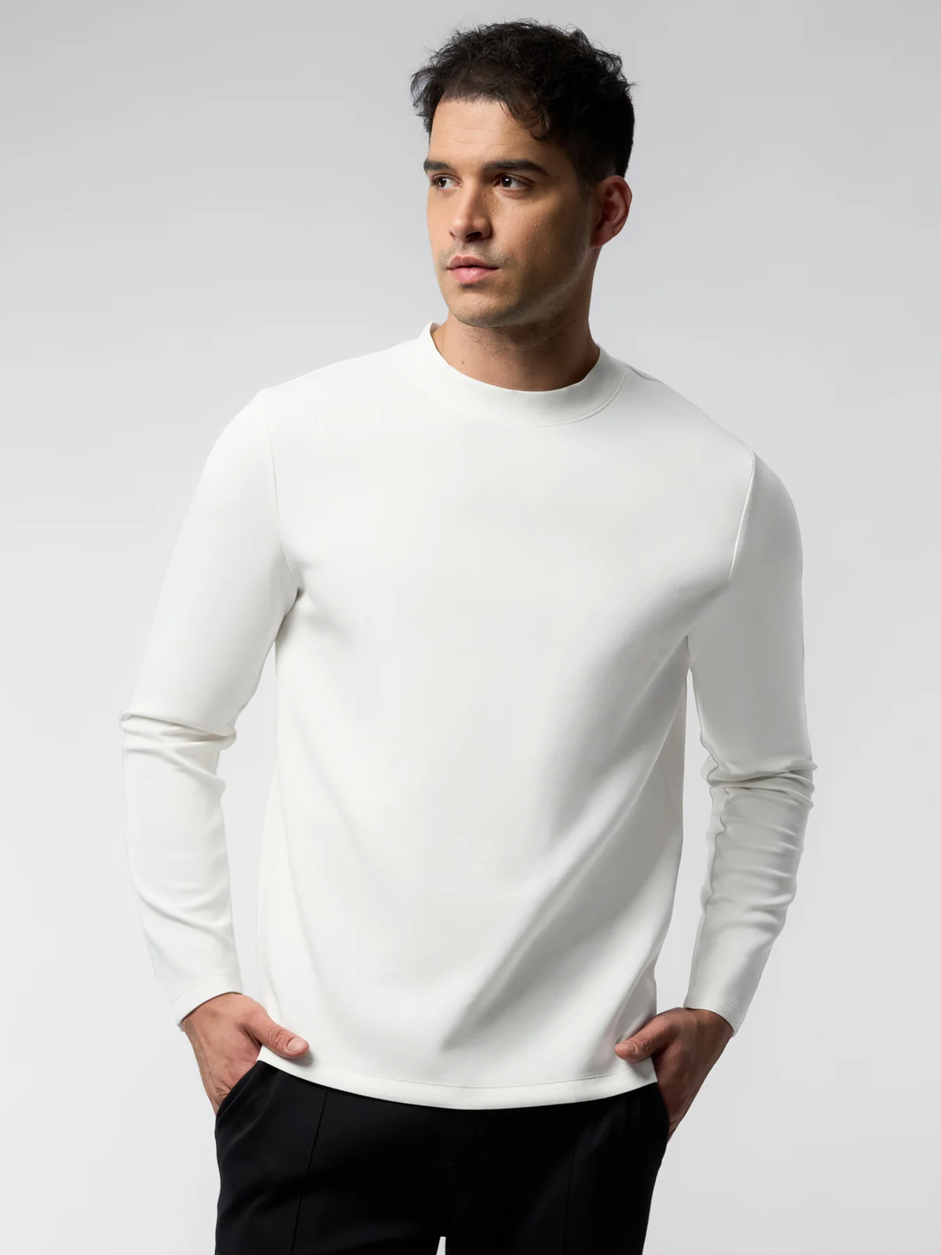 Modal Blend Elbow Patch Long Sleeve Tee:Slim Fit - Image 37