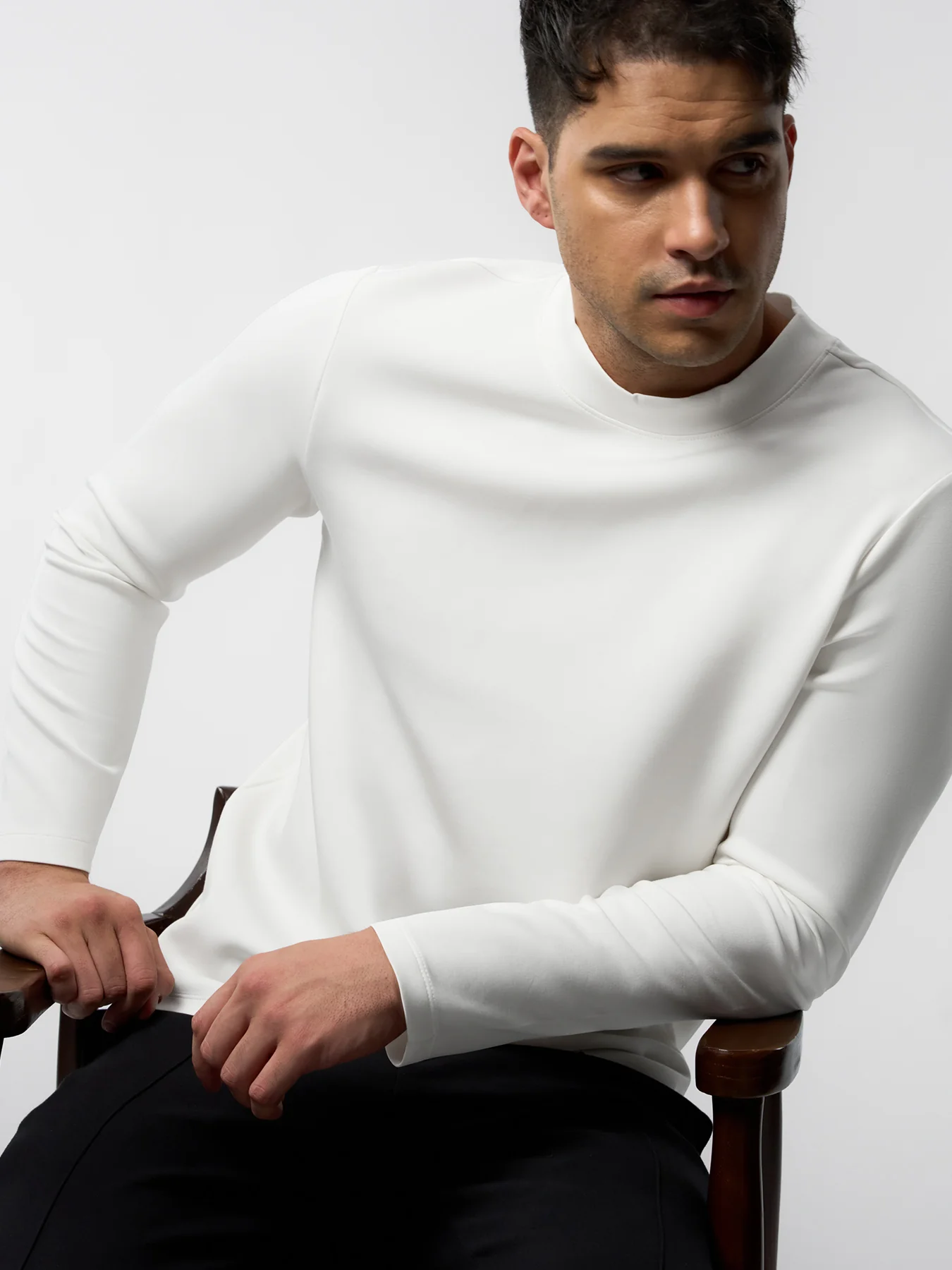 Modal Blend Elbow Patch Long Sleeve Tee:Slim Fit - Image 39