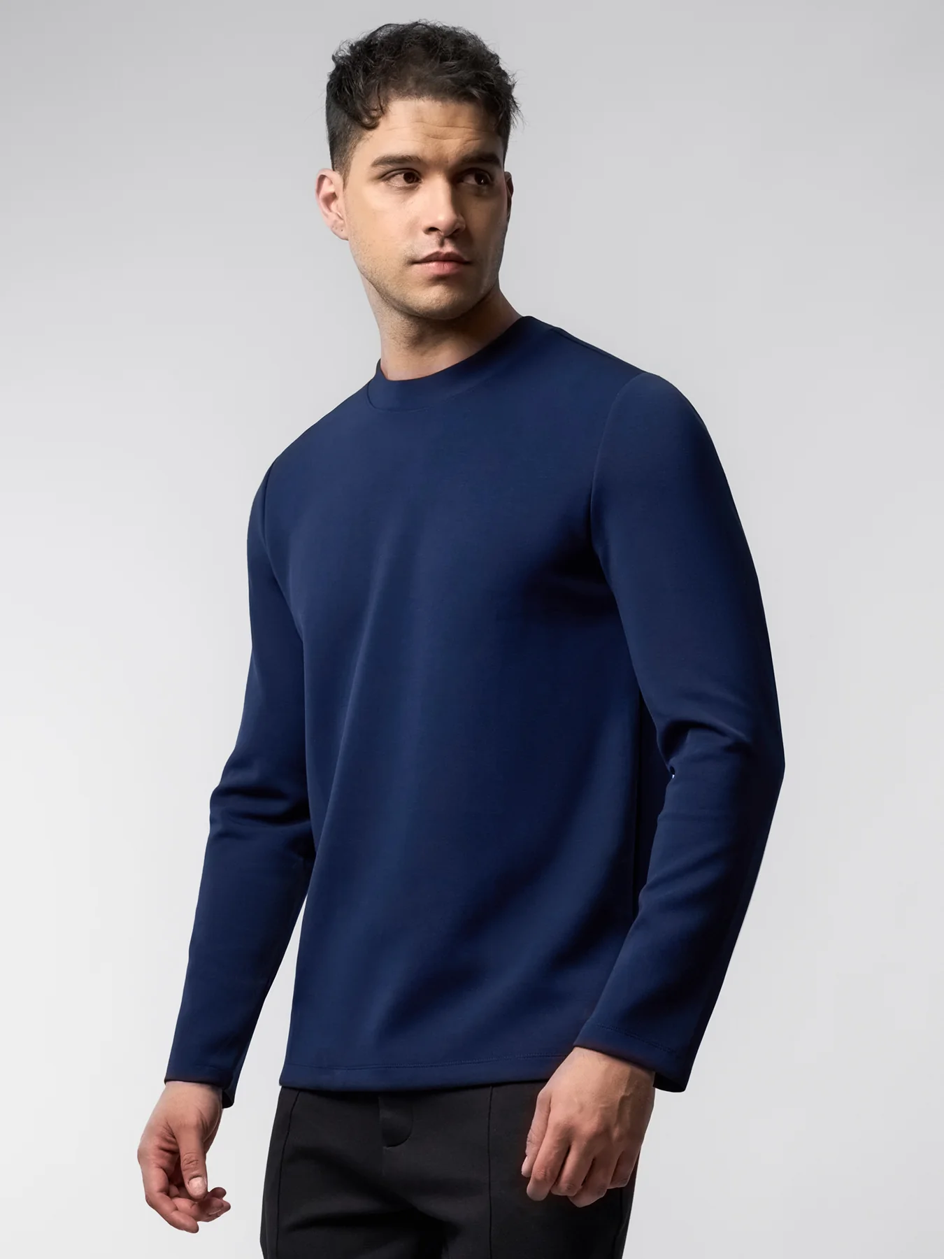 Modal Blend Elbow Patch Long Sleeve Tee:Slim Fit - Image 4
