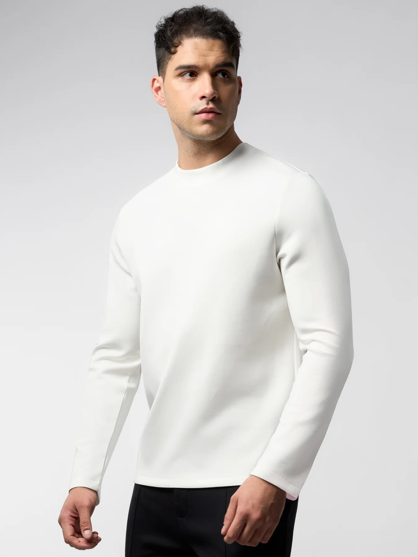 Modal Blend Elbow Patch Long Sleeve Tee:Slim Fit - Image 40