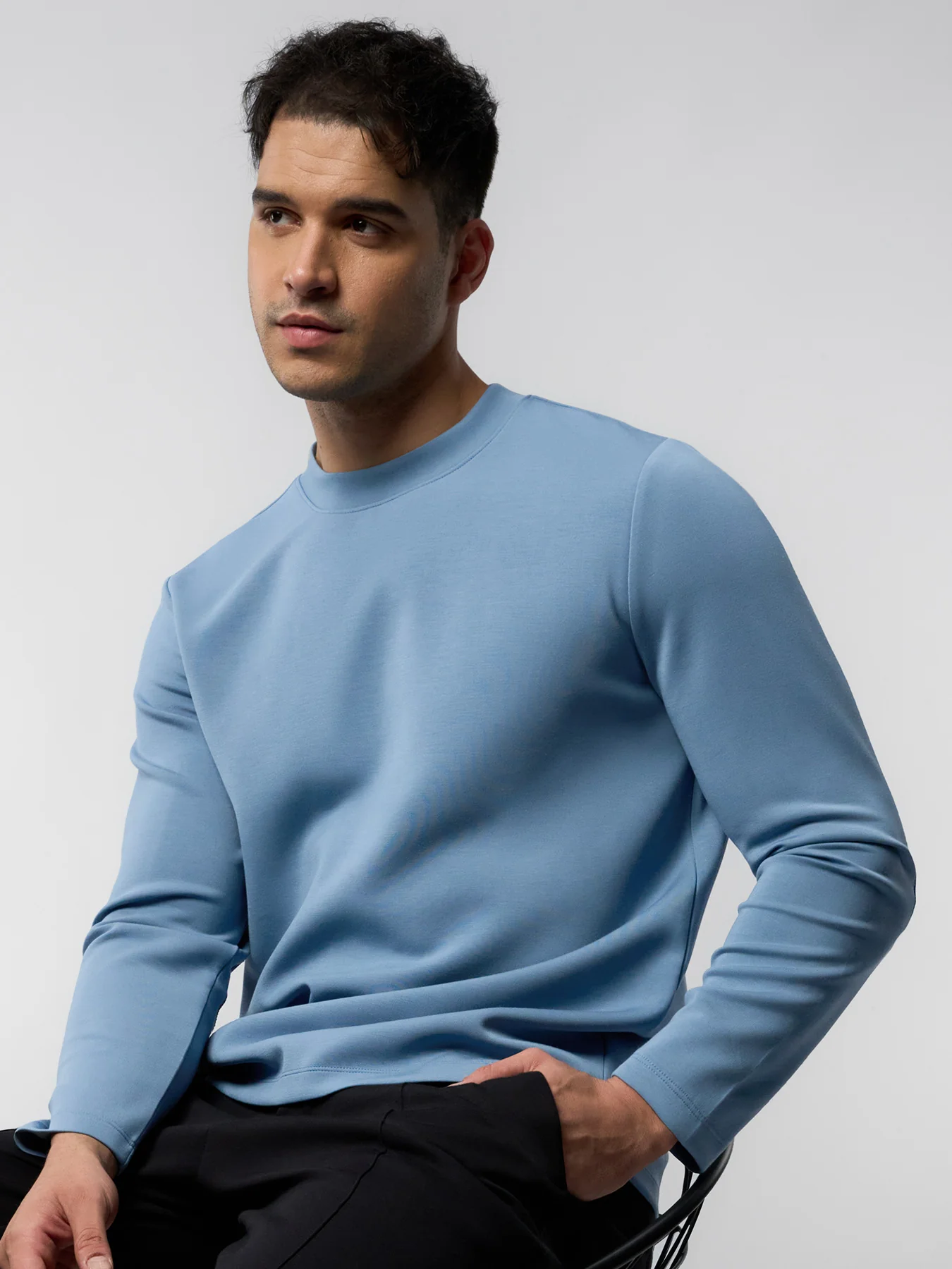 Modal Blend Elbow Patch Long Sleeve Tee:Slim Fit - Image 44