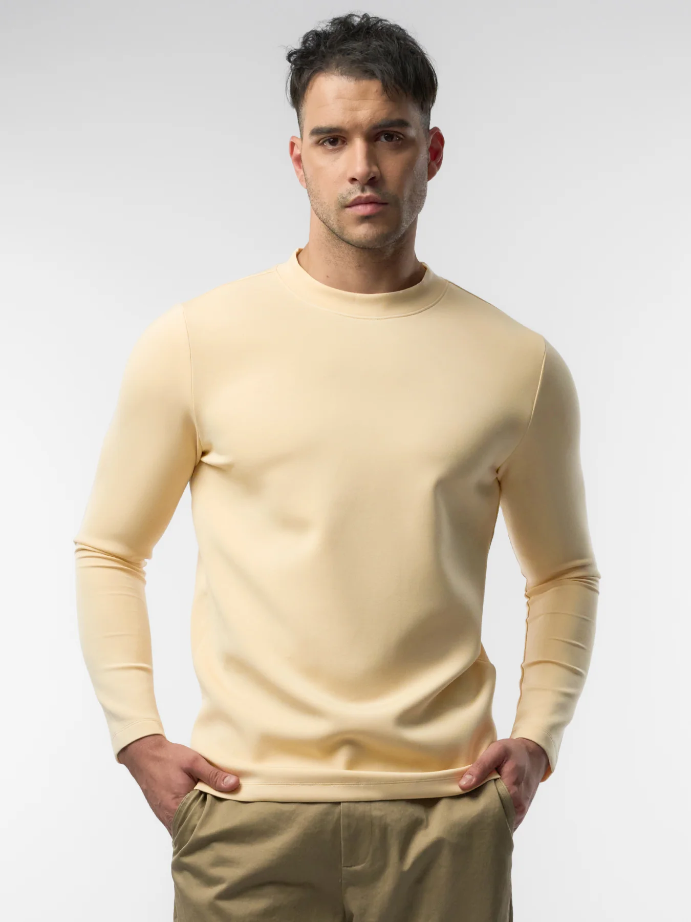 Modal Blend Elbow Patch Long Sleeve Tee:Slim Fit - Image 50