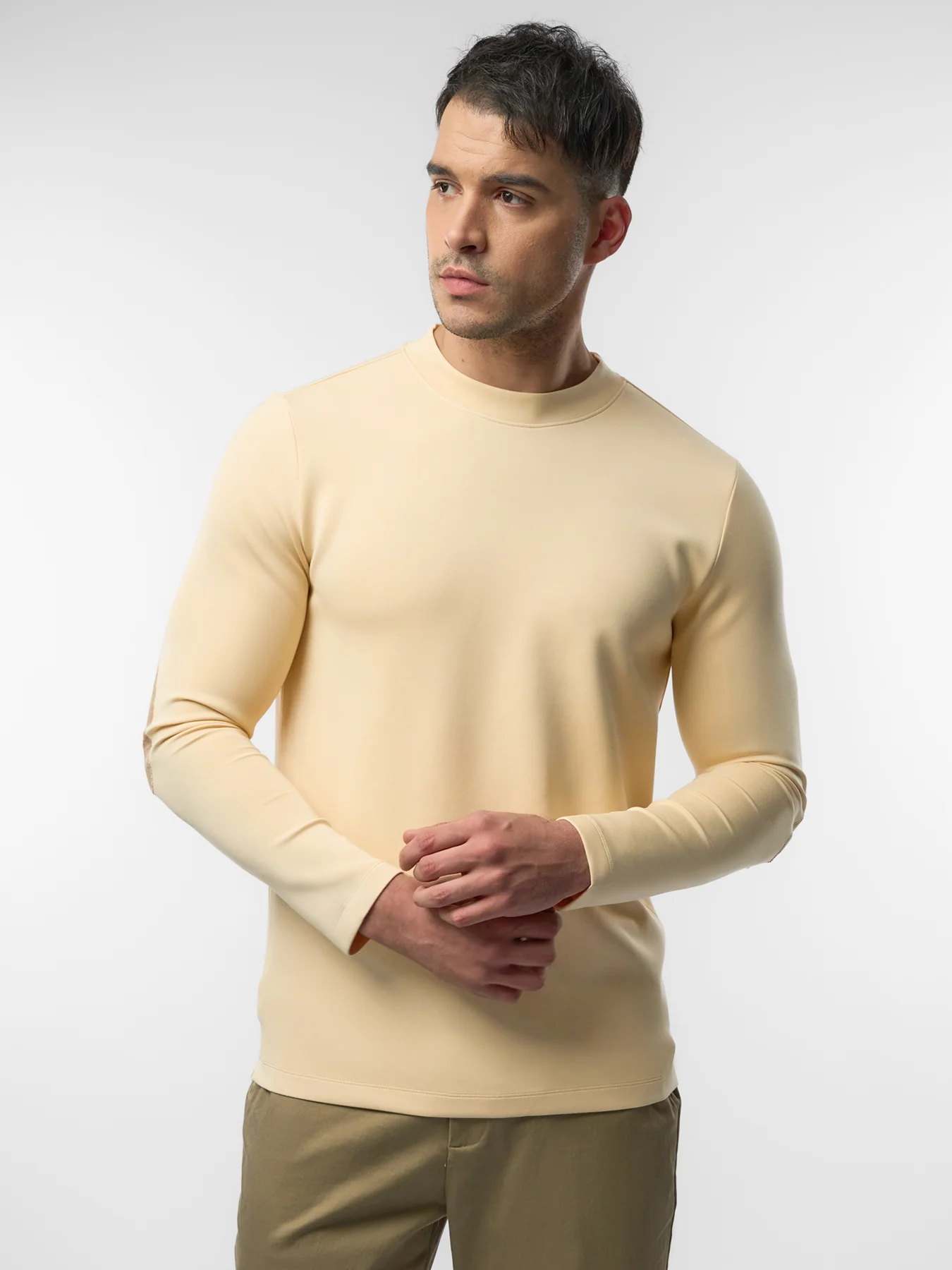 Modal Blend Elbow Patch Long Sleeve Tee:Slim Fit - Image 51