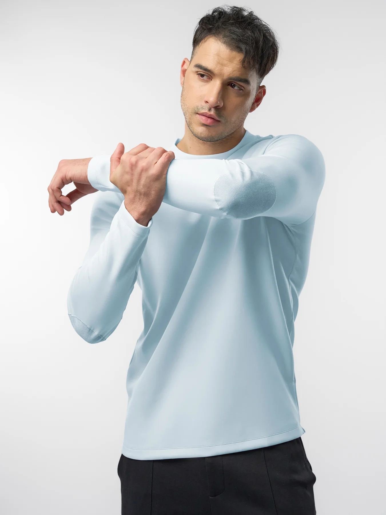 Modal Blend Elbow Patch Long Sleeve Tee:Slim Fit - Image 59