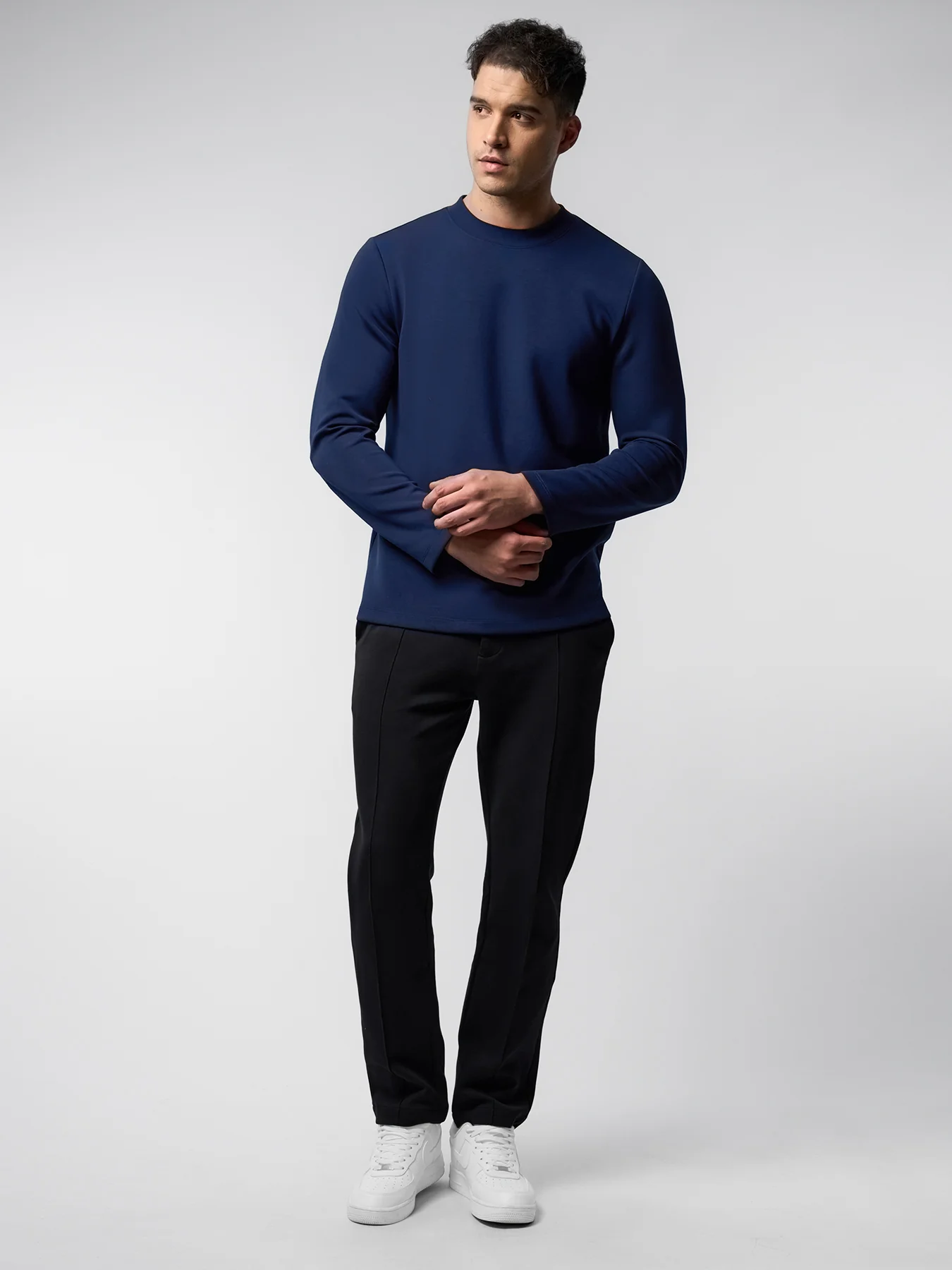 Modal Blend Elbow Patch Long Sleeve Tee:Slim Fit - Image 6