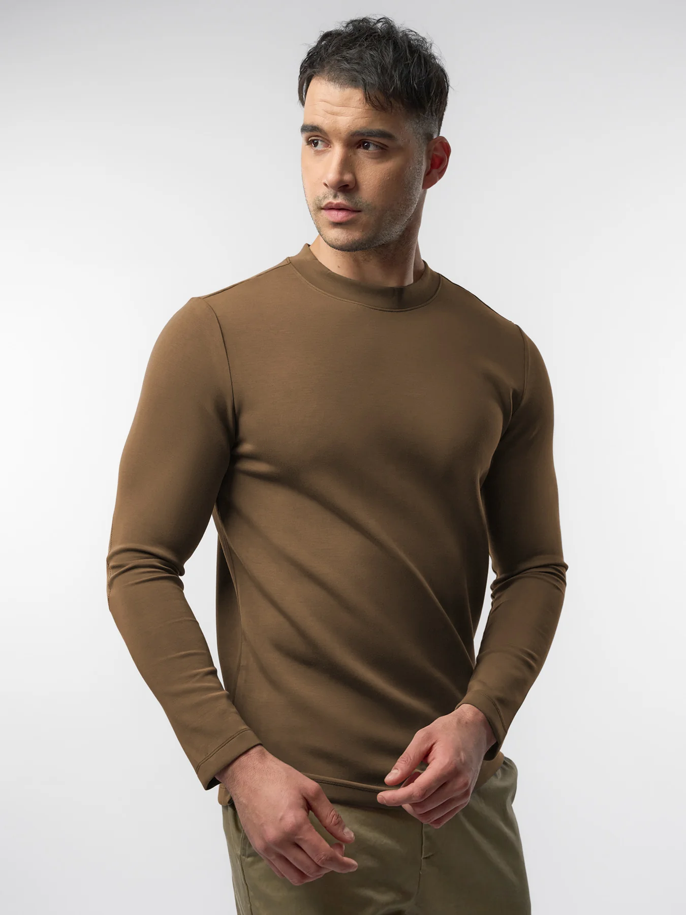 Modal Blend Elbow Patch Long Sleeve Tee:Slim Fit - Image 62