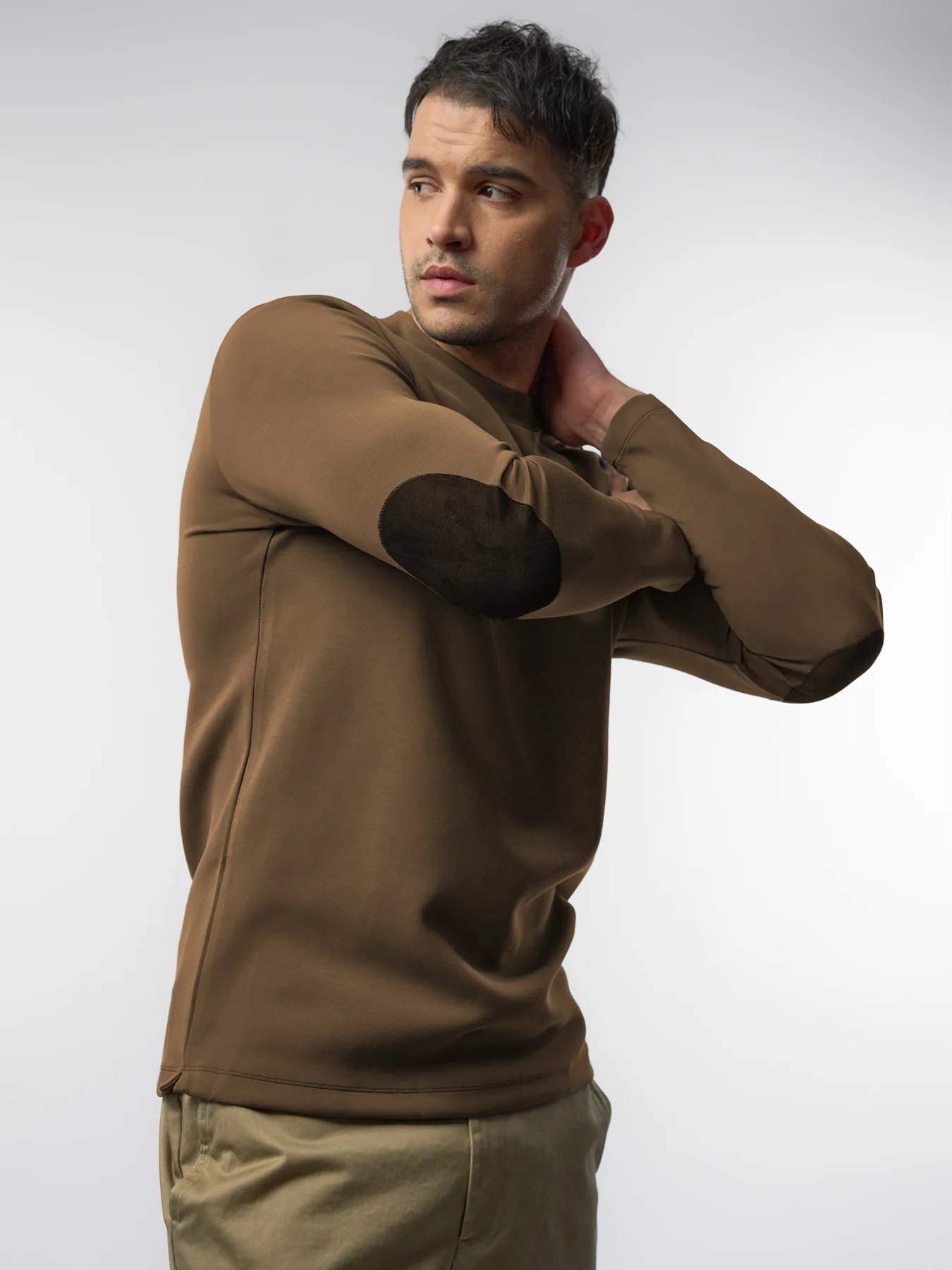 Modal Blend Elbow Patch Long Sleeve Tee:Slim Fit - Image 63