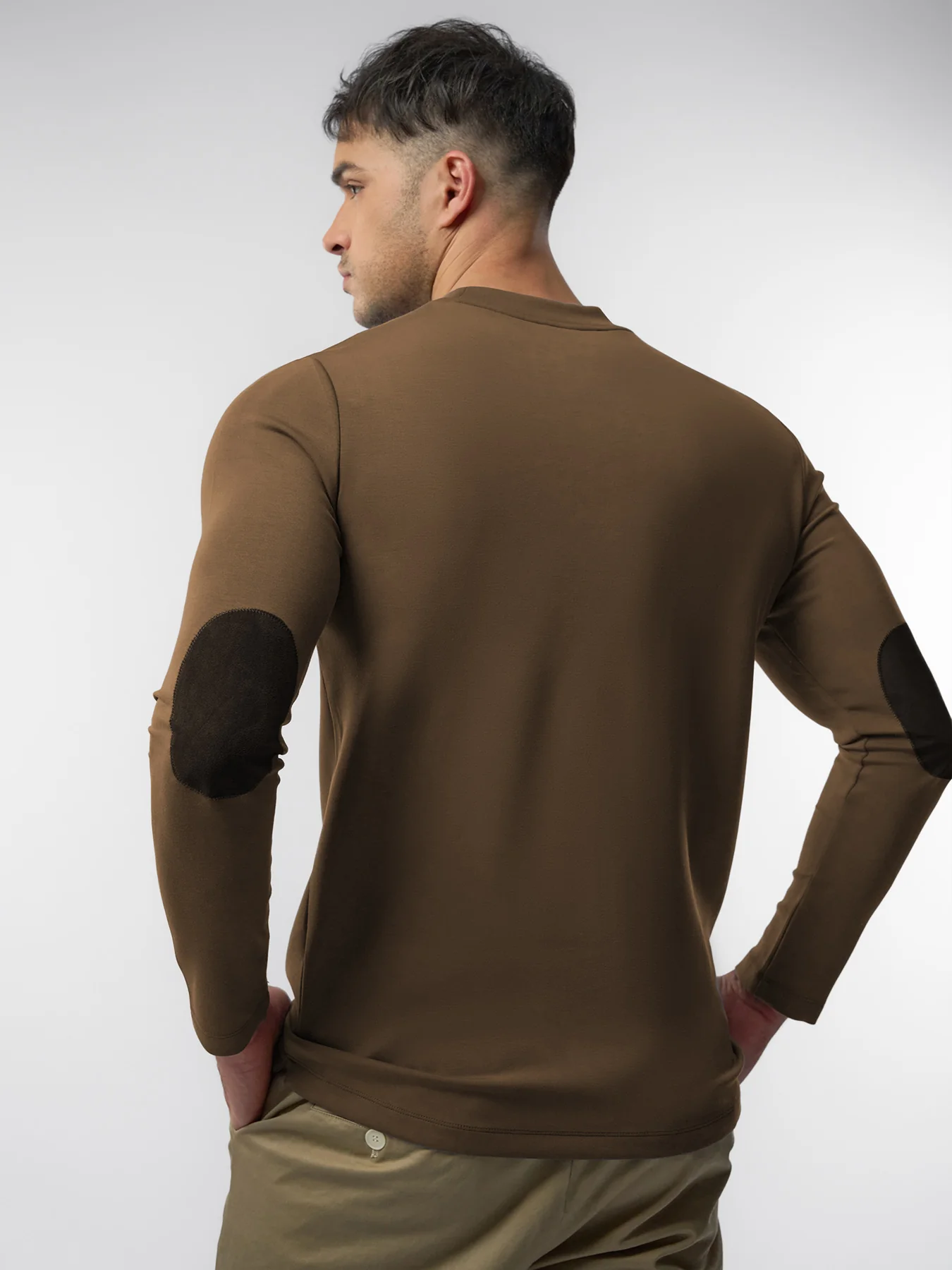 Modal Blend Elbow Patch Long Sleeve Tee:Slim Fit - Image 64